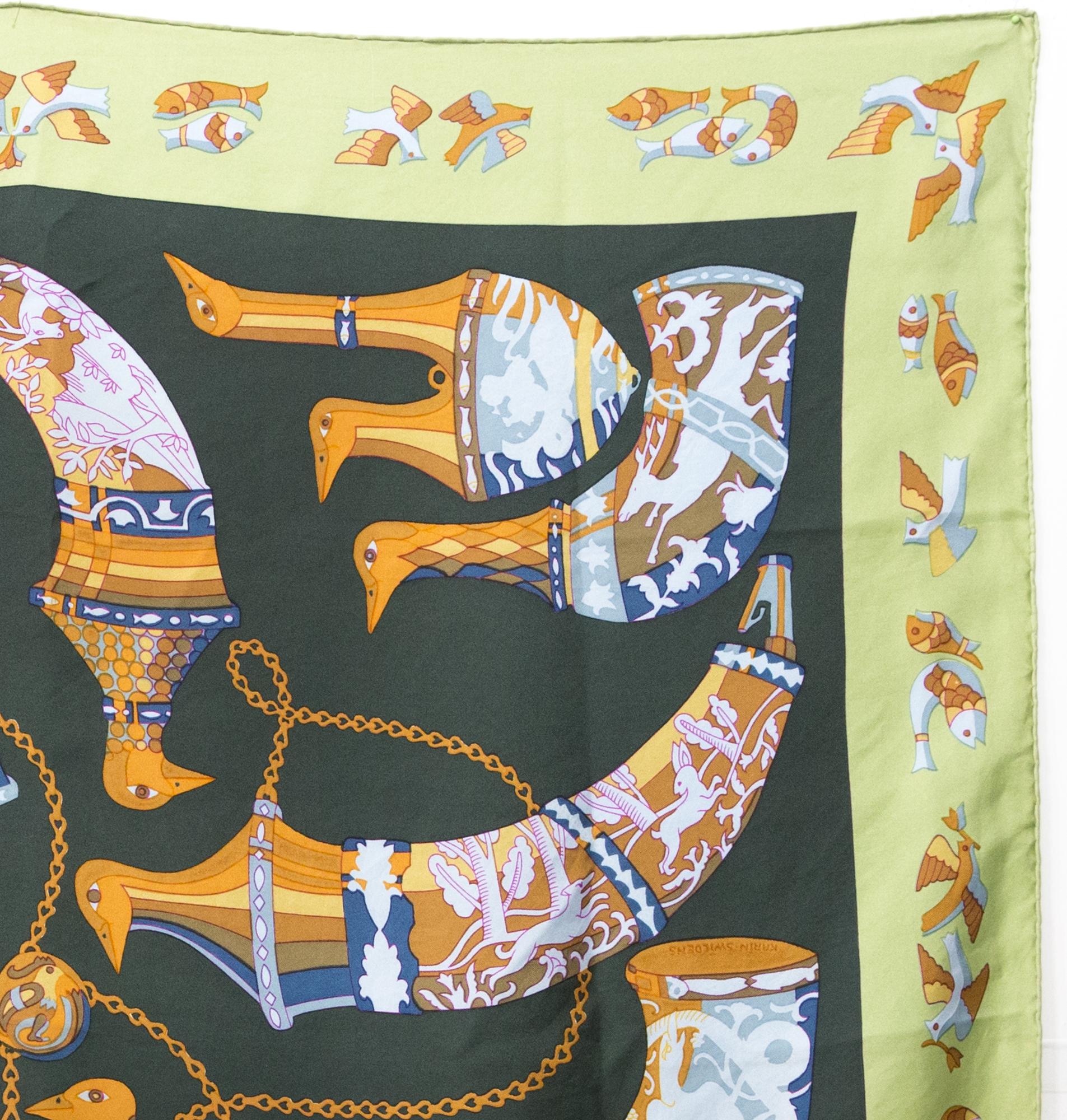 Hermes Ritote by K.Swildens Silk Scarf In Good Condition For Sale In Paris, FR
