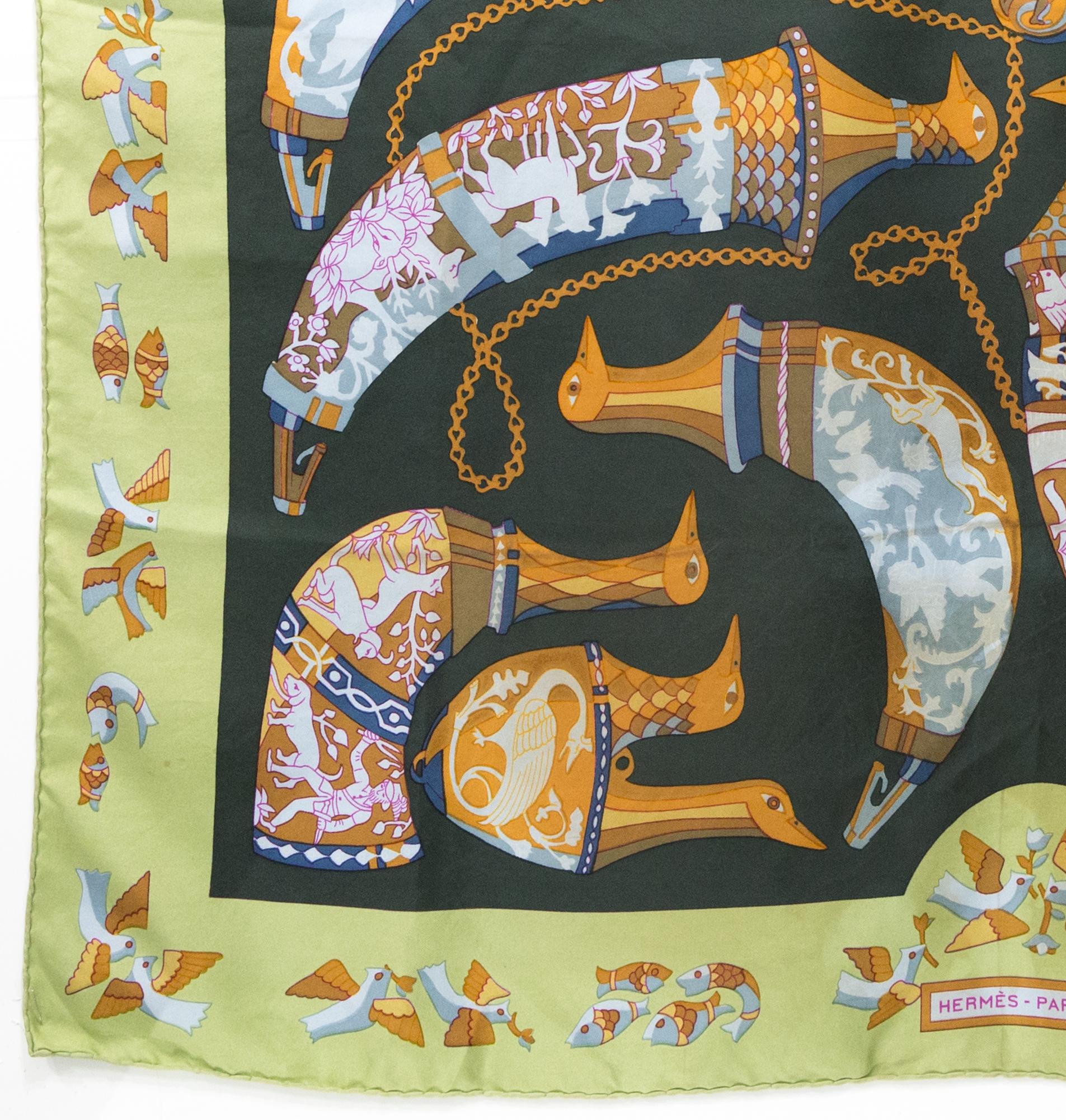 Women's or Men's Hermes Ritote by K.Swildens Silk Scarf For Sale