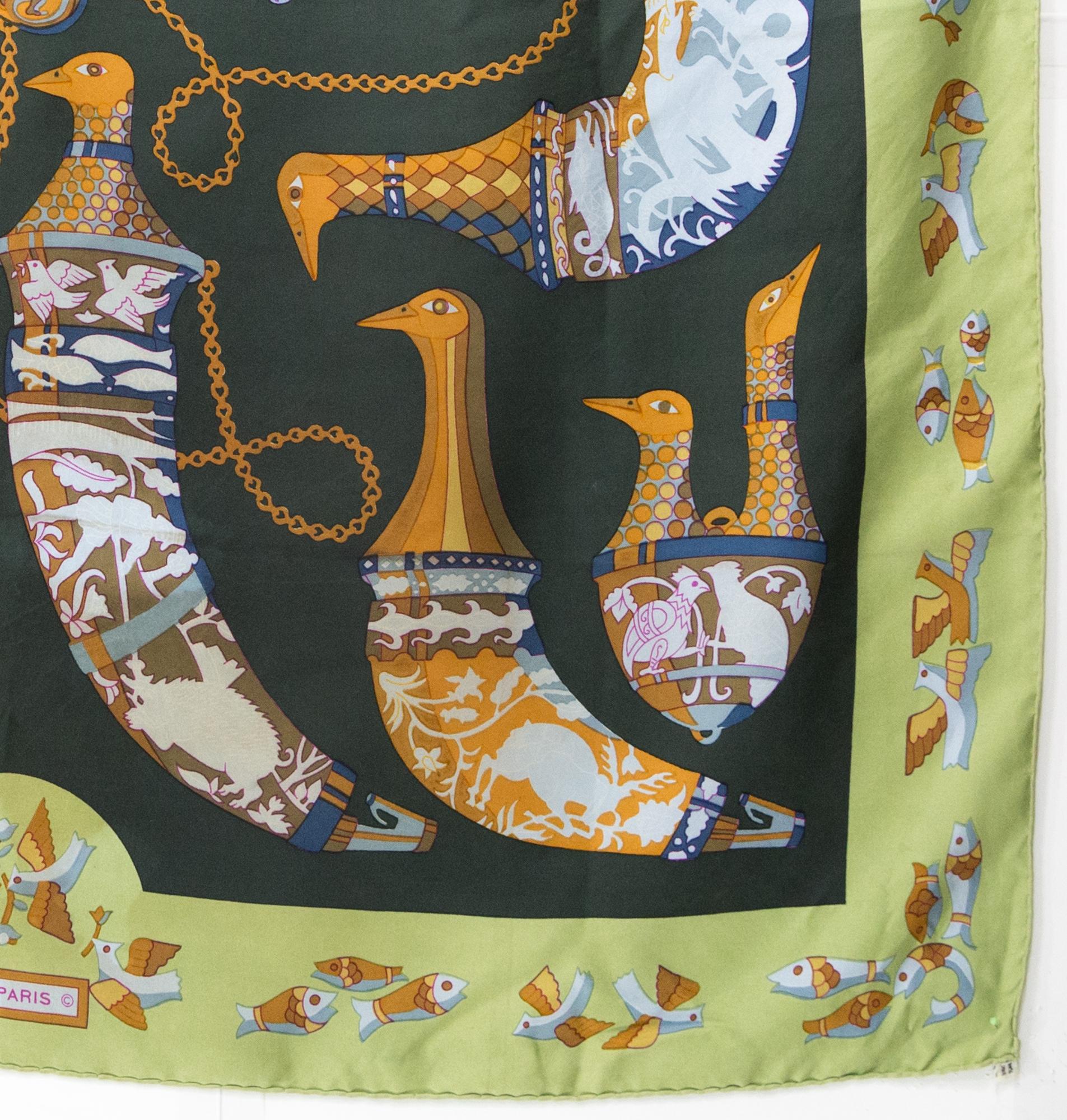 Hermes Ritote by K.Swildens Silk Scarf For Sale 1
