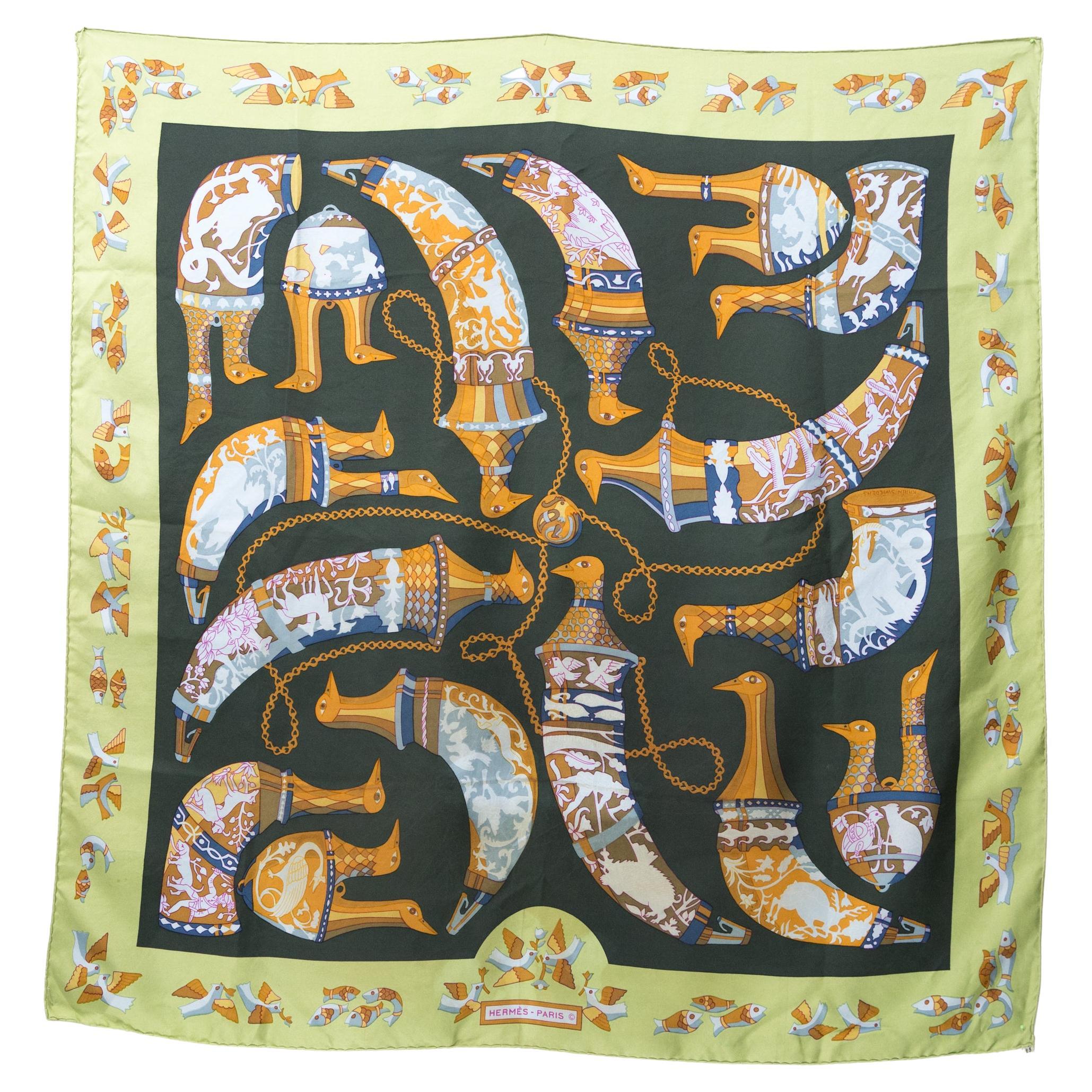 Hermes Ritote by K.Swildens Silk Scarf For Sale