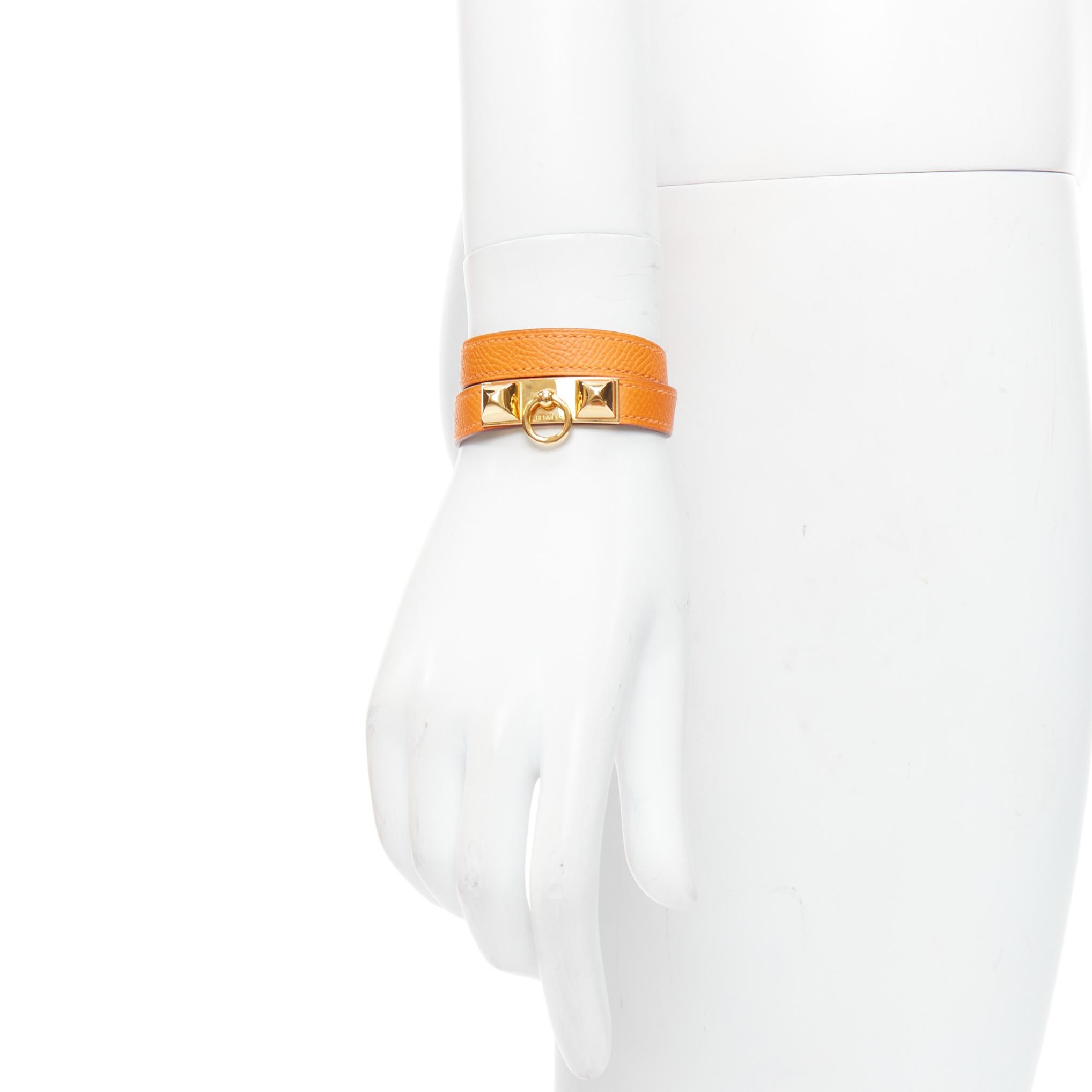 HERMES Rivale Double Tour ange GHW studded double wrap bracelet XS In Good Condition In Hong Kong, NT