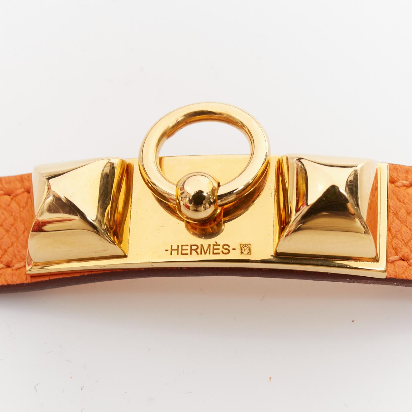 HERMES Rivale Double Tour ange GHW studded double wrap bracelet XS 4
