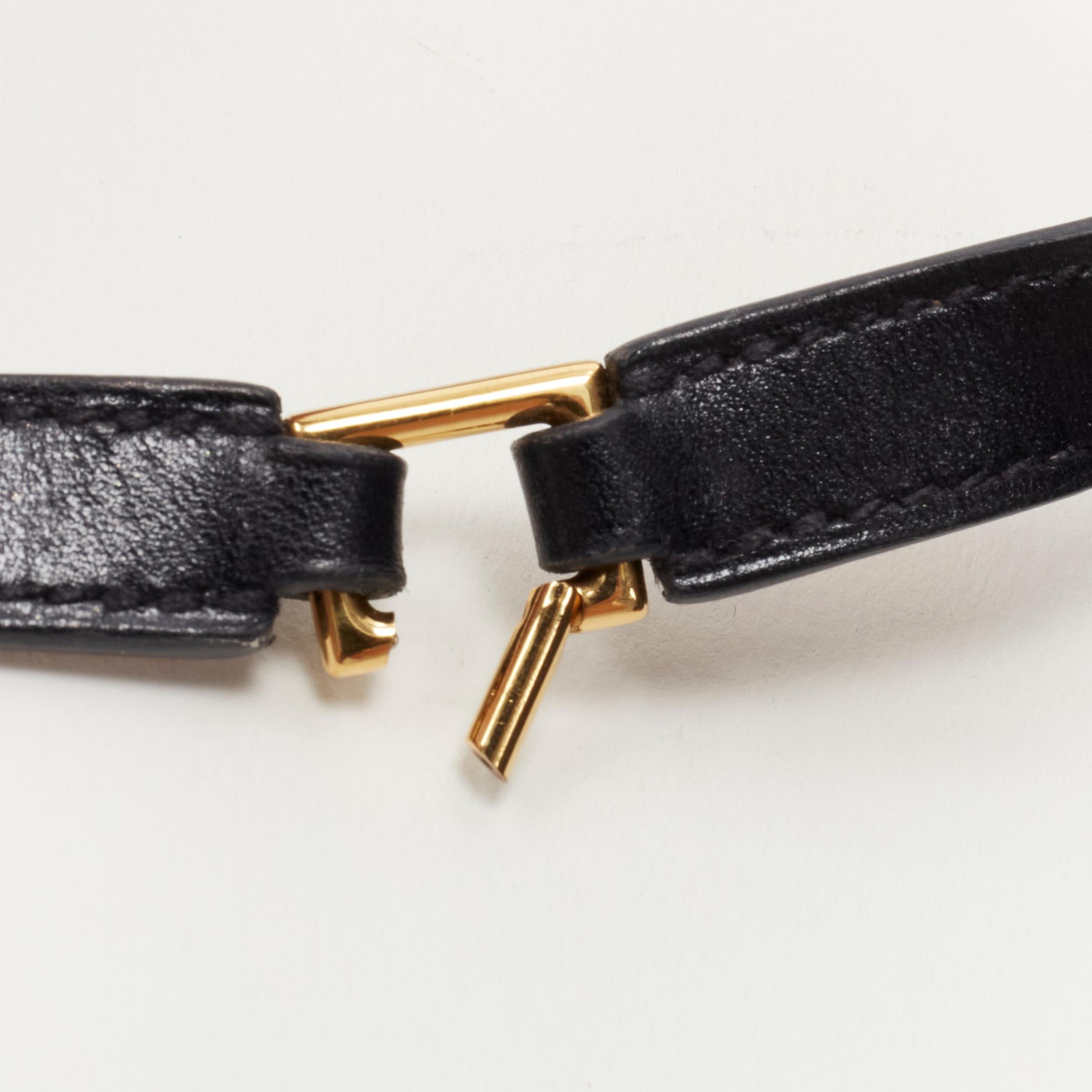 HERMES Rivale Double Tour GHW gold Collier stud black leather wrap bracelet 1