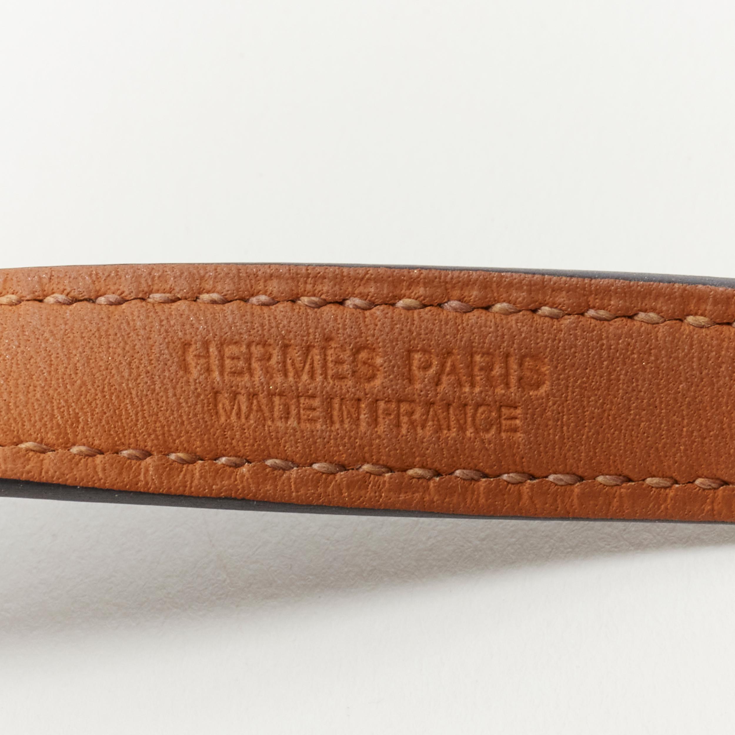 HERMES Rivale Double Tour GHW gold Collier stud black leather wrap bracelet 3