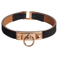 Hermes Rivale Mini bracelet Black Swift calfskin Size T1 14.5 cm