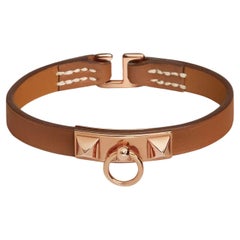 Hermes Rivale Mini bracelet Gold Swift calfskin Size T1 14.5 cm