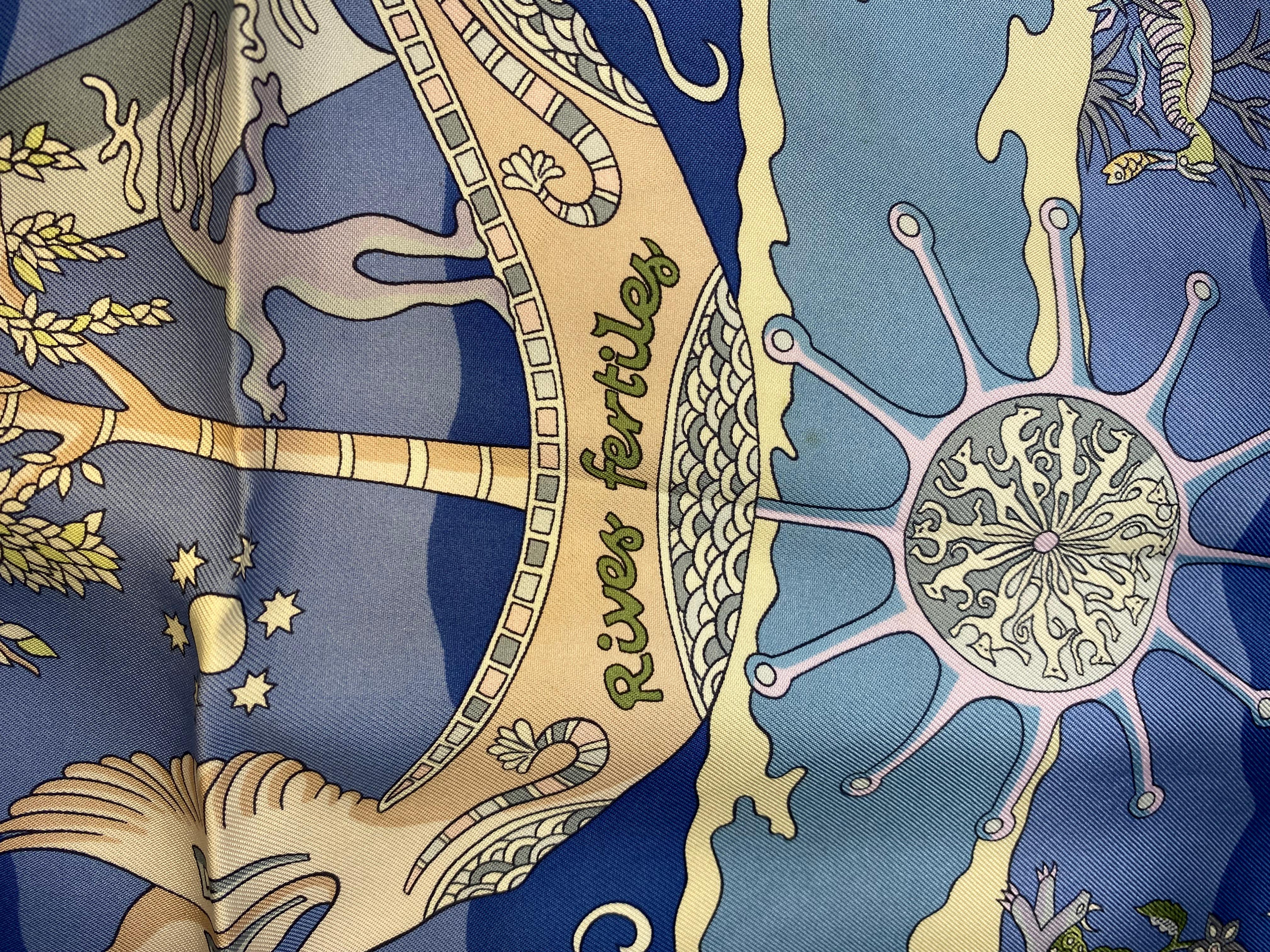 Hermes 'Rives Fertiles' Silk Scarf 90cm x 90cm en venta 4