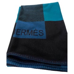 Hermes Riviera Blanket Blue Paon Cashmere Blend New