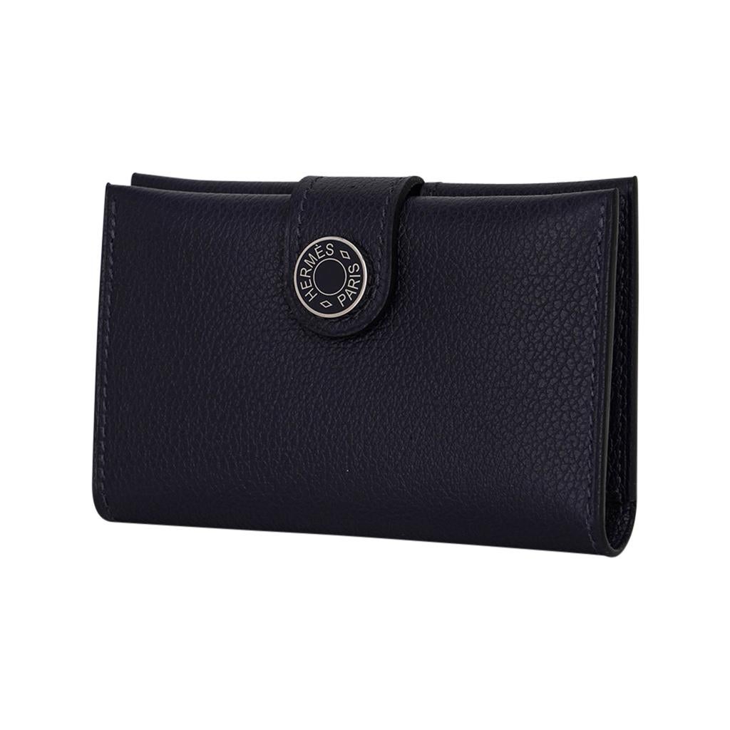 Hermes R.M.S. Card Holder Blue Nuit Evercolor Calfskin In New Condition For Sale In Miami, FL