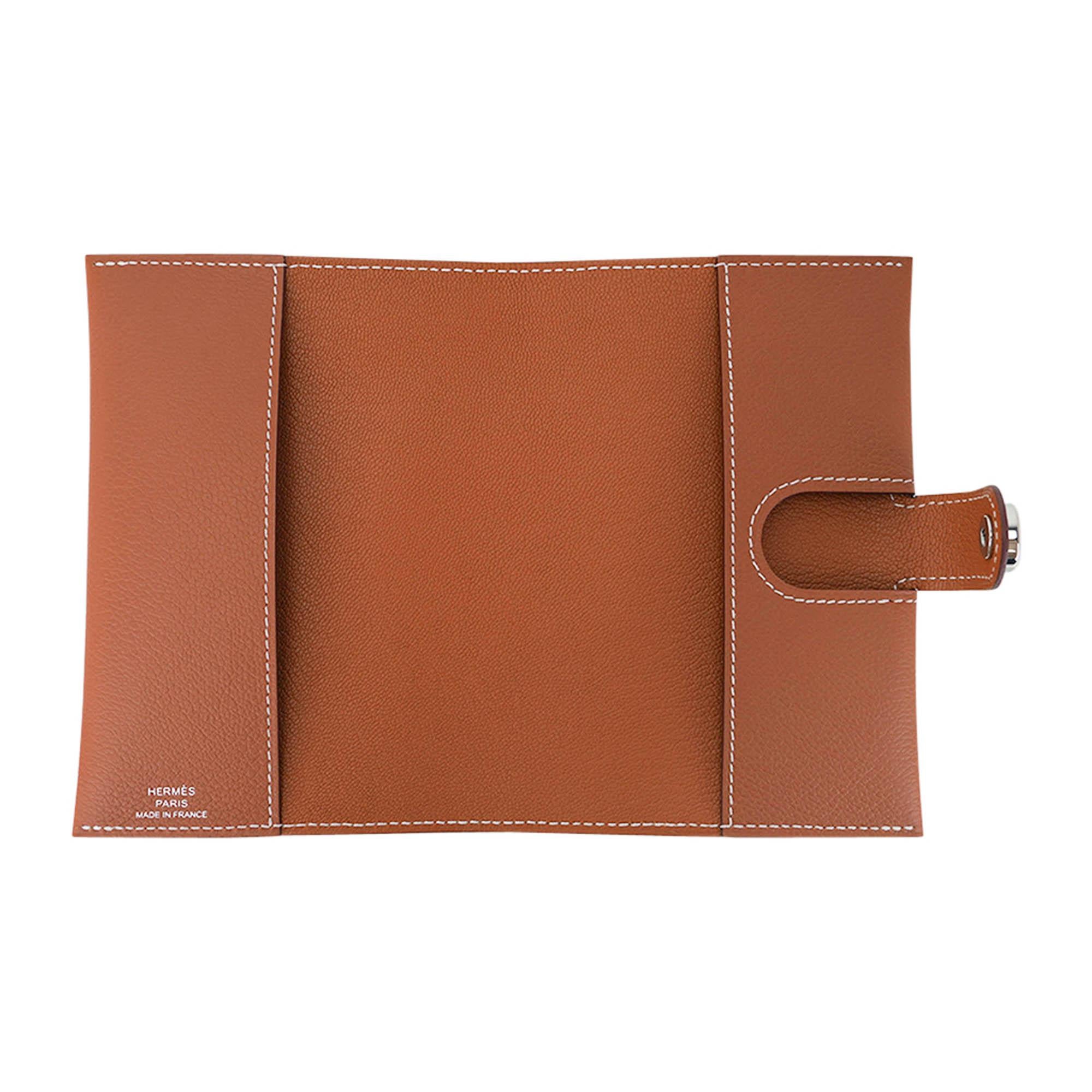 Brown Hermes R.M.S. Passport Holder Gold Evercolor Calfskin For Sale