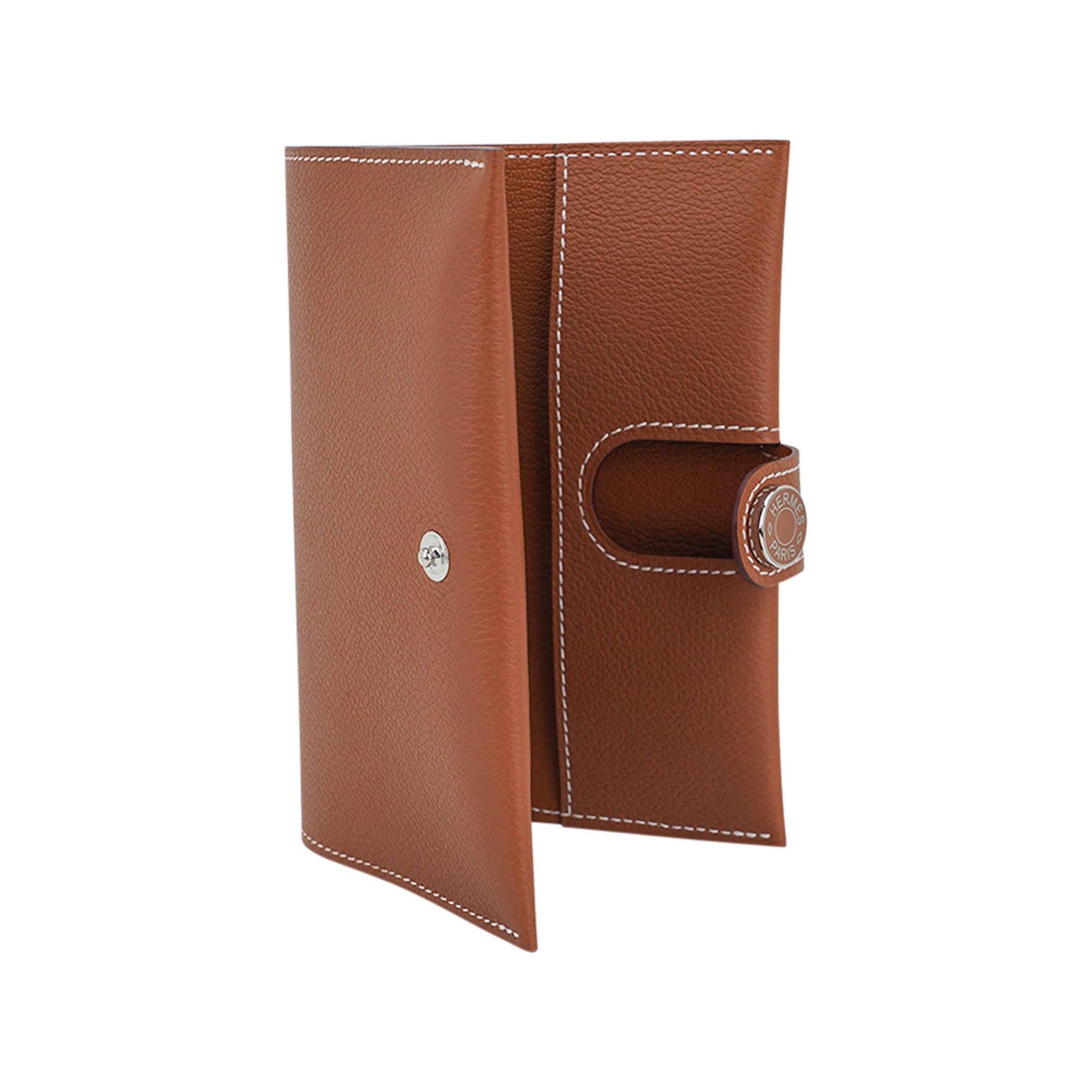 Women's or Men's Hermes R.M.S. Passport Holder Gold Evercolor Calfskin For Sale