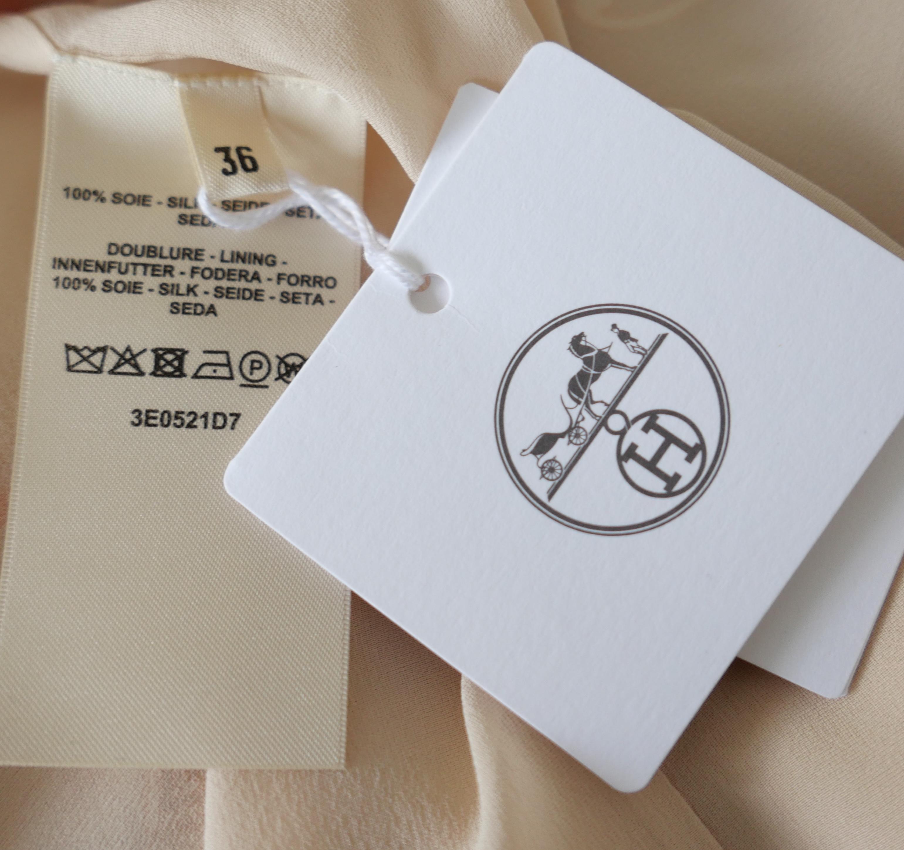 Hermes Robe A Bretelles Silk Dress Beige/Palomi For Sale 3