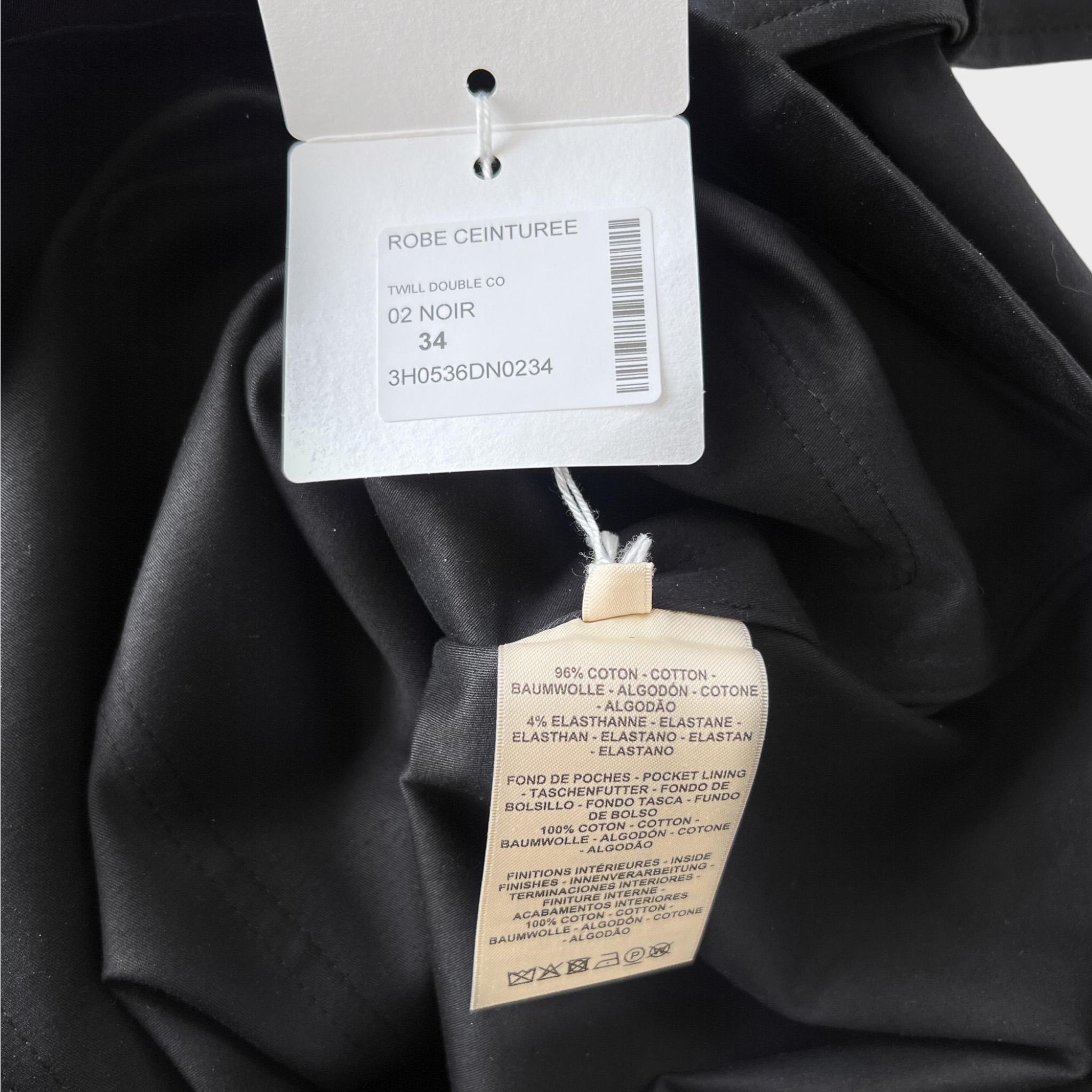 Hermes Robe Ceinturee Belt Dress In Black, Size 34, Women's, 2023 2