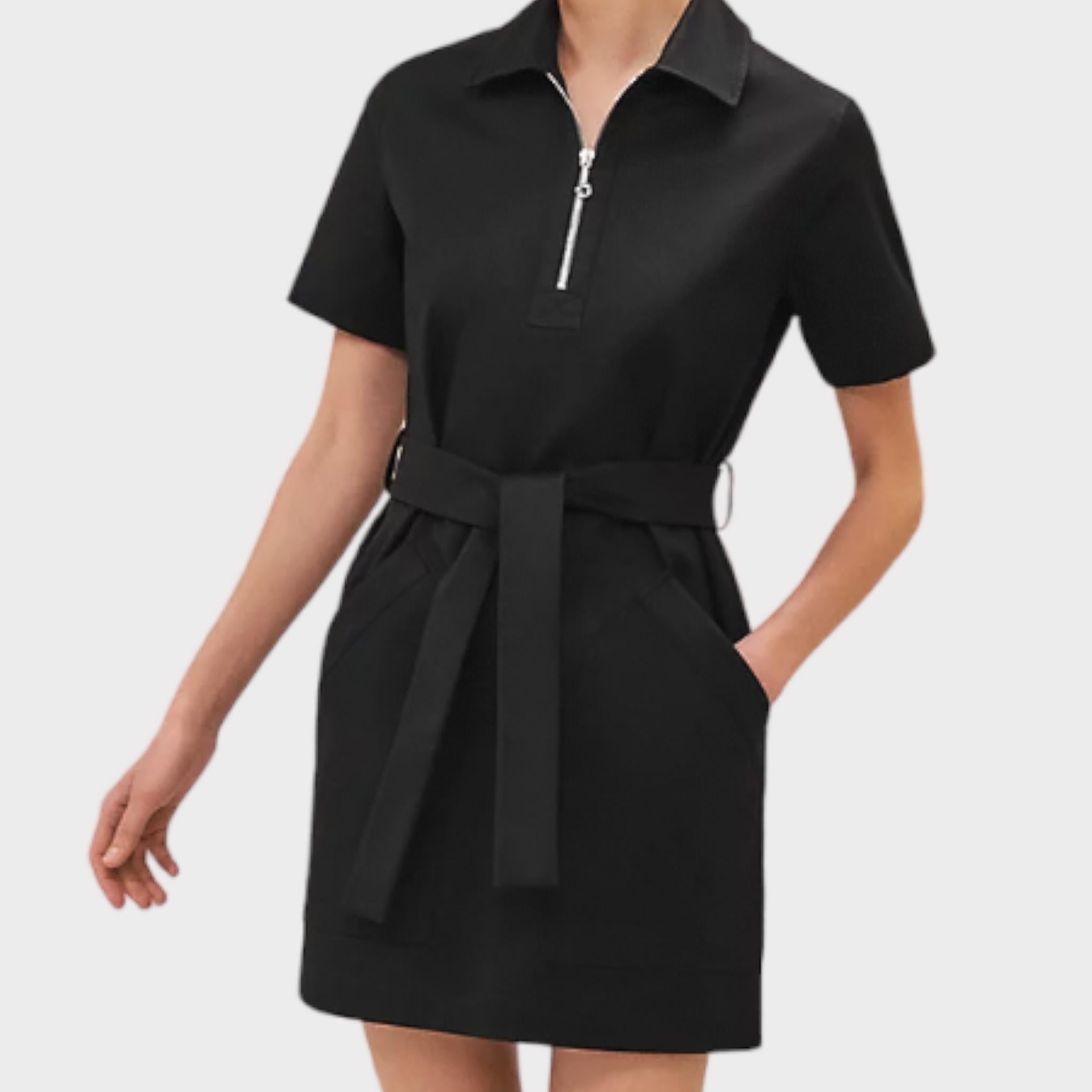 Hermes Robe Ceinturee Belt Dress In Black, Size 34, Women's, 2023 3