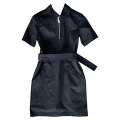 Hermes Robe Ceinturee Belt Dress In Black, Size 34, Women's, 2023