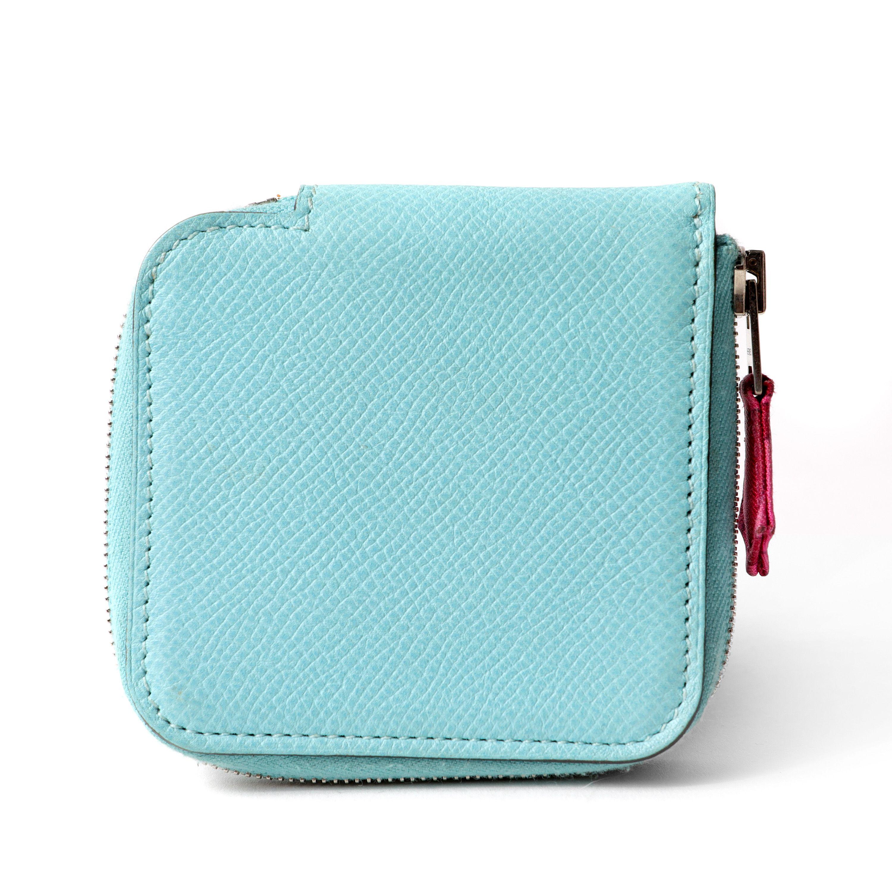 Hermès Robins Egg Blue Epsom Small Change Purse In Good Condition For Sale In Palm Beach, FL