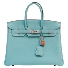 Used Hermès Robin’s Egg Blue Togo Leather 25 cm Birkin Bag