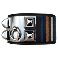 Hermès Rocabar Ebene Cuero Paladio CDC Collier de Chien Pulsera Brazalete