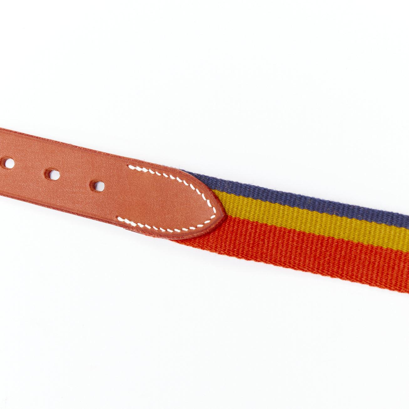 Brown HERMES Rocabar III Dog Collar brown leather PHW logo rainbow For Sale