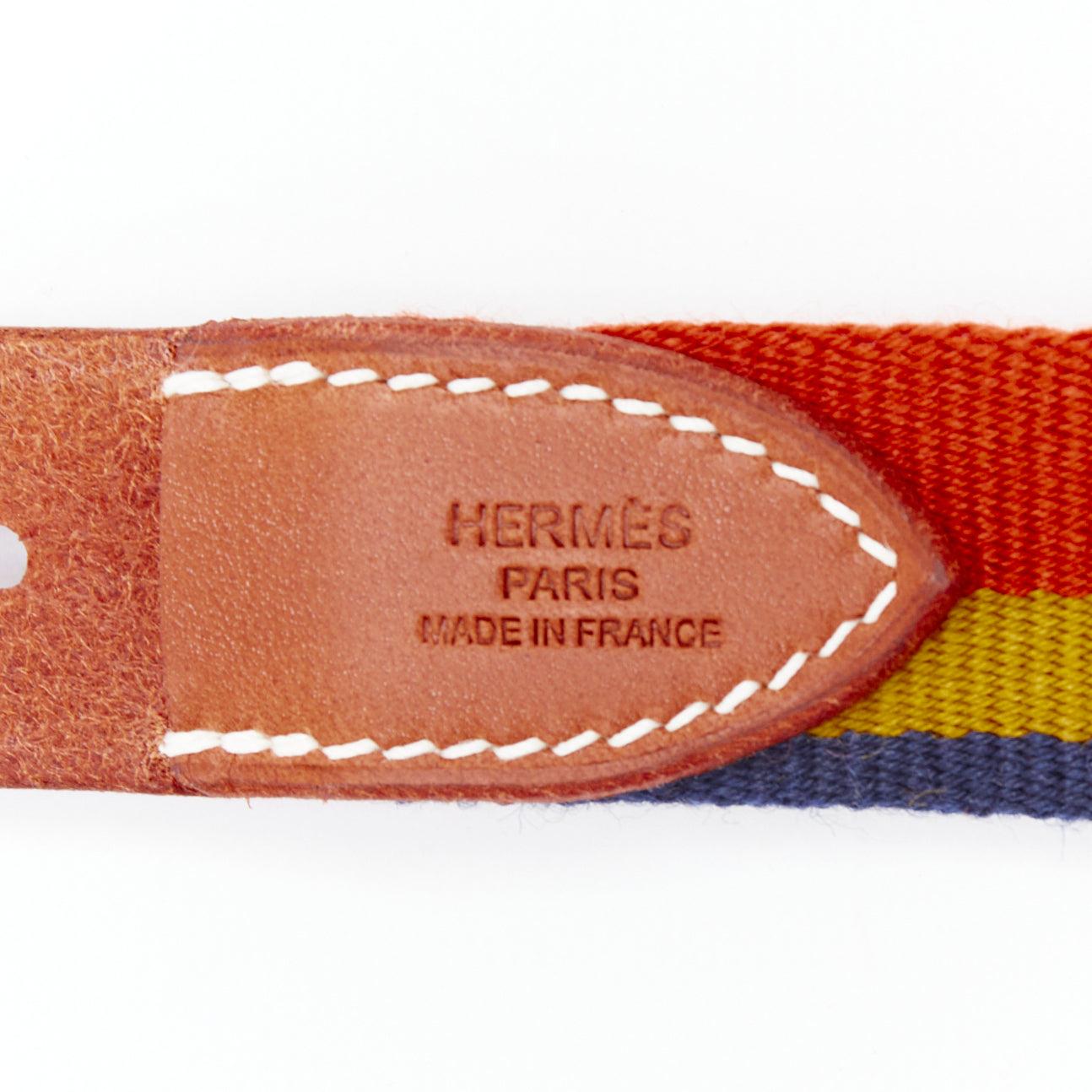 HERMES Rocabar III Dog Collar brown leather PHW logo rainbow For Sale 1