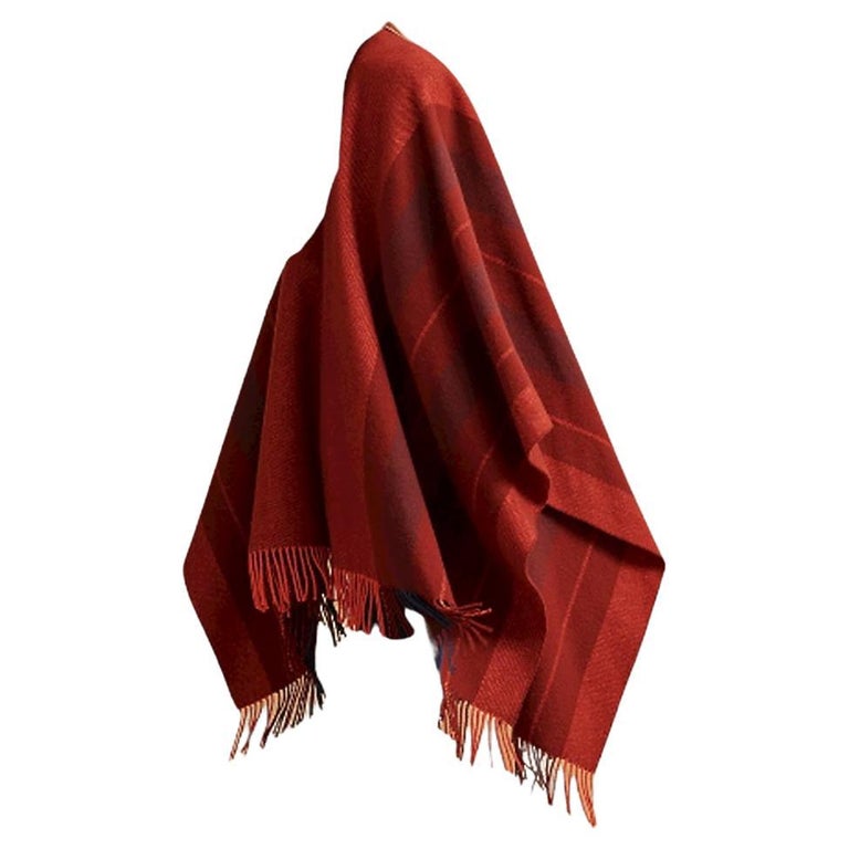 Hermes Rocabar Poncho Rouge H Merino Wool, Cashmere For Sale at 1stDibs