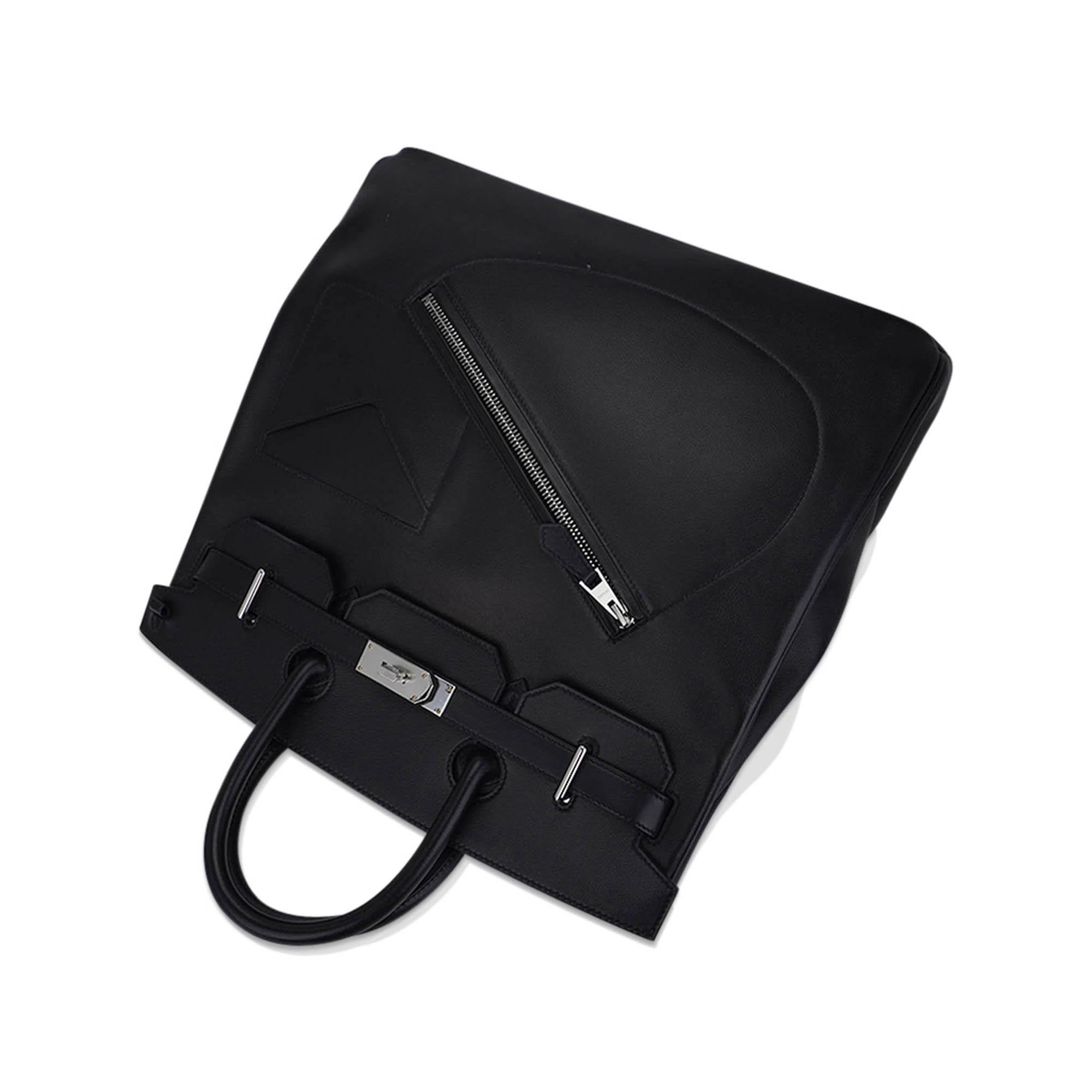 Hermes Rock Limited Edition HAC 40 Black Bag Volupto Leather Palladium Hardware For Sale 4