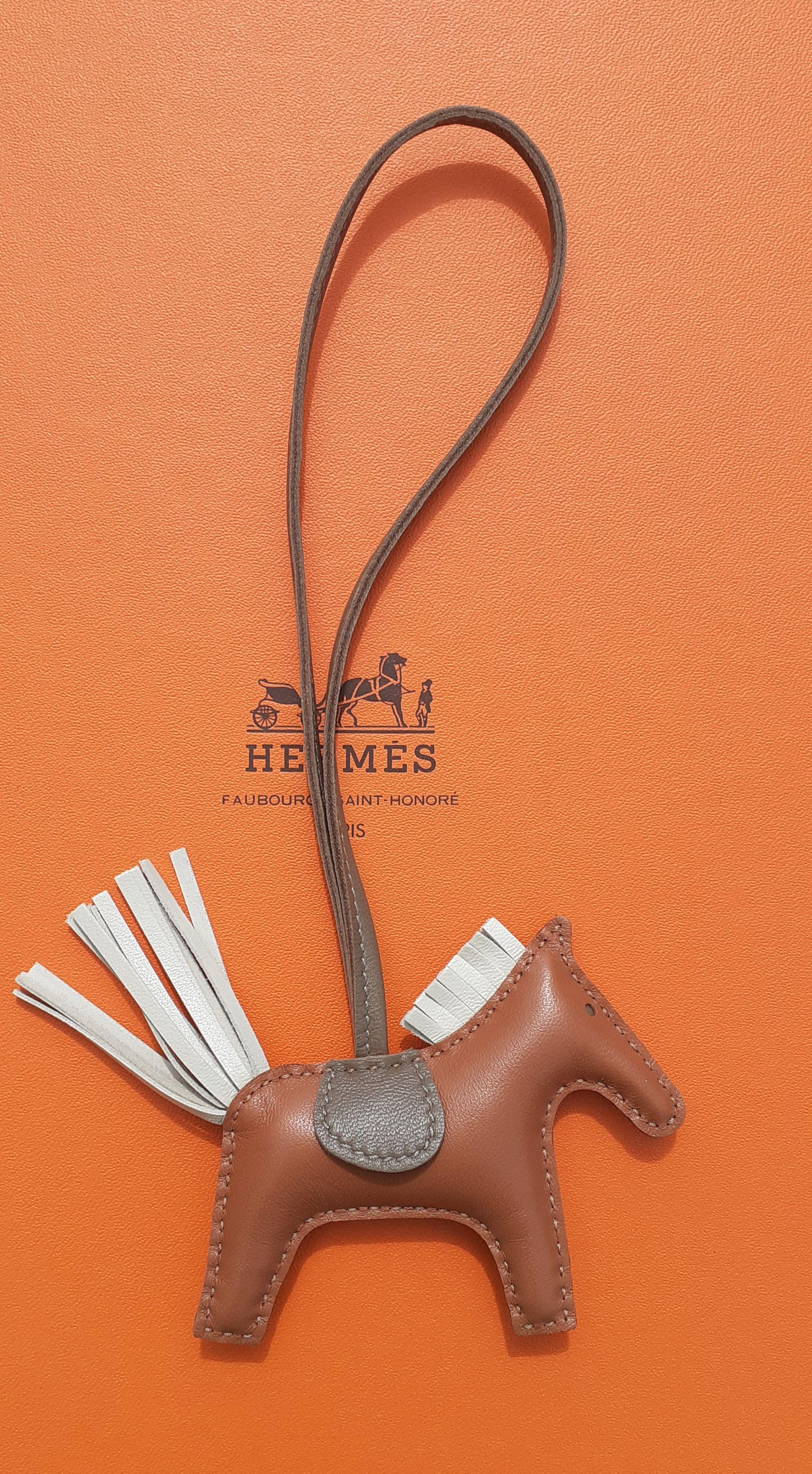 Women's Hermès Rodeo Bag Charm Horse Shaped Gold Craie Etoupe Leather