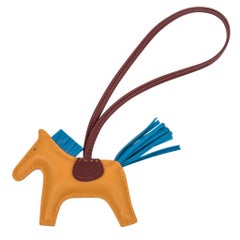 Hermes Rodeo Bag Charm Jaune D'Or Blue Zanzibar Rouge H PM