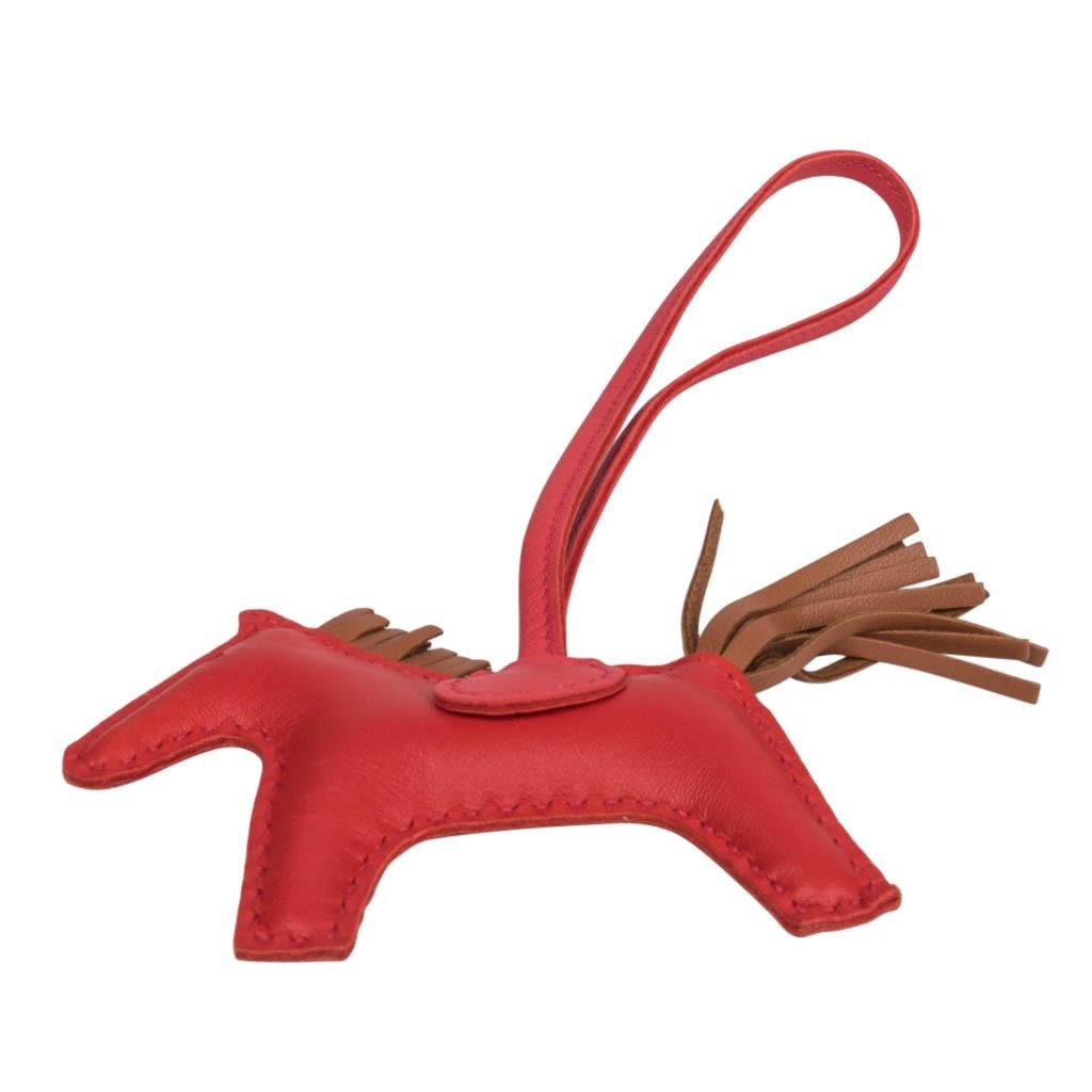 Hermes Rodeo Bag Charm Rouge Indienne Bouganvillea Gold PM For Sale 1