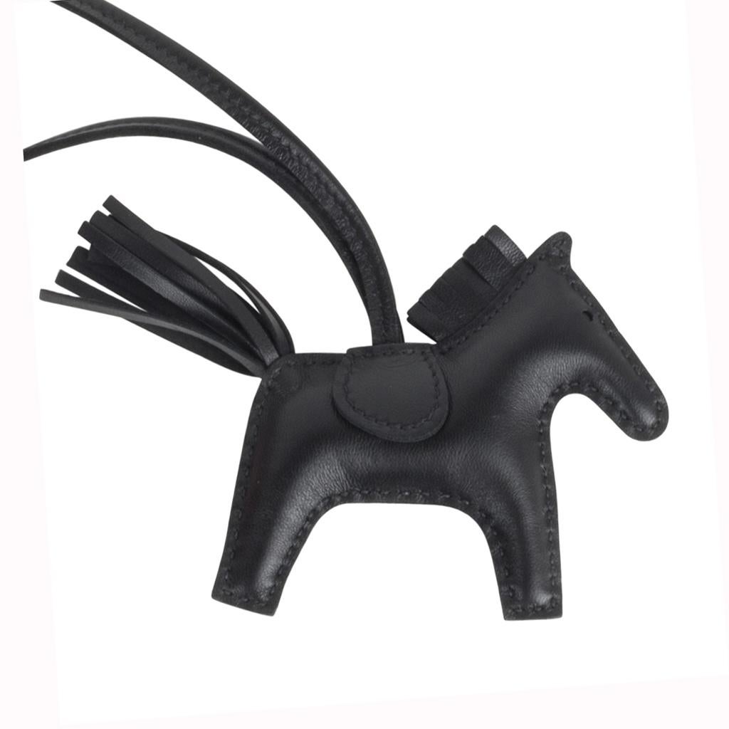 Mightychic offers an Hermes PM Rodeo bag charm features Limited Edition So Black.
Charming and playful she easily adorns a myriad bag colors in your fabulous collection. 
Skin is Milo lambskin.
Signature HERMES PARIS MADE IN FRANCE is stamped under