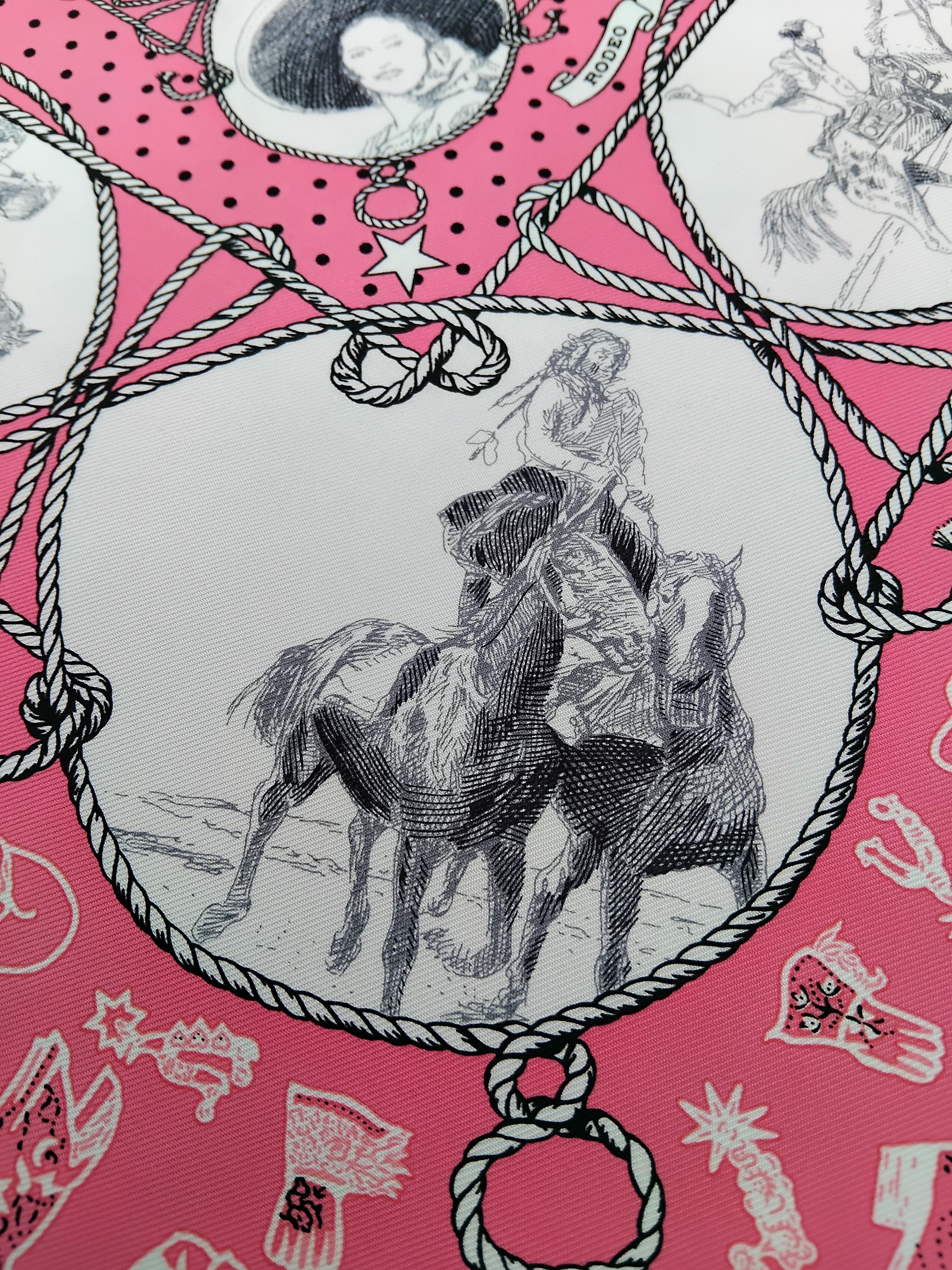 Hermès Rodeo Des Cowgirls Bandana Seidenschal 55 cm Kermit Oliver Pferd TEXAS 5