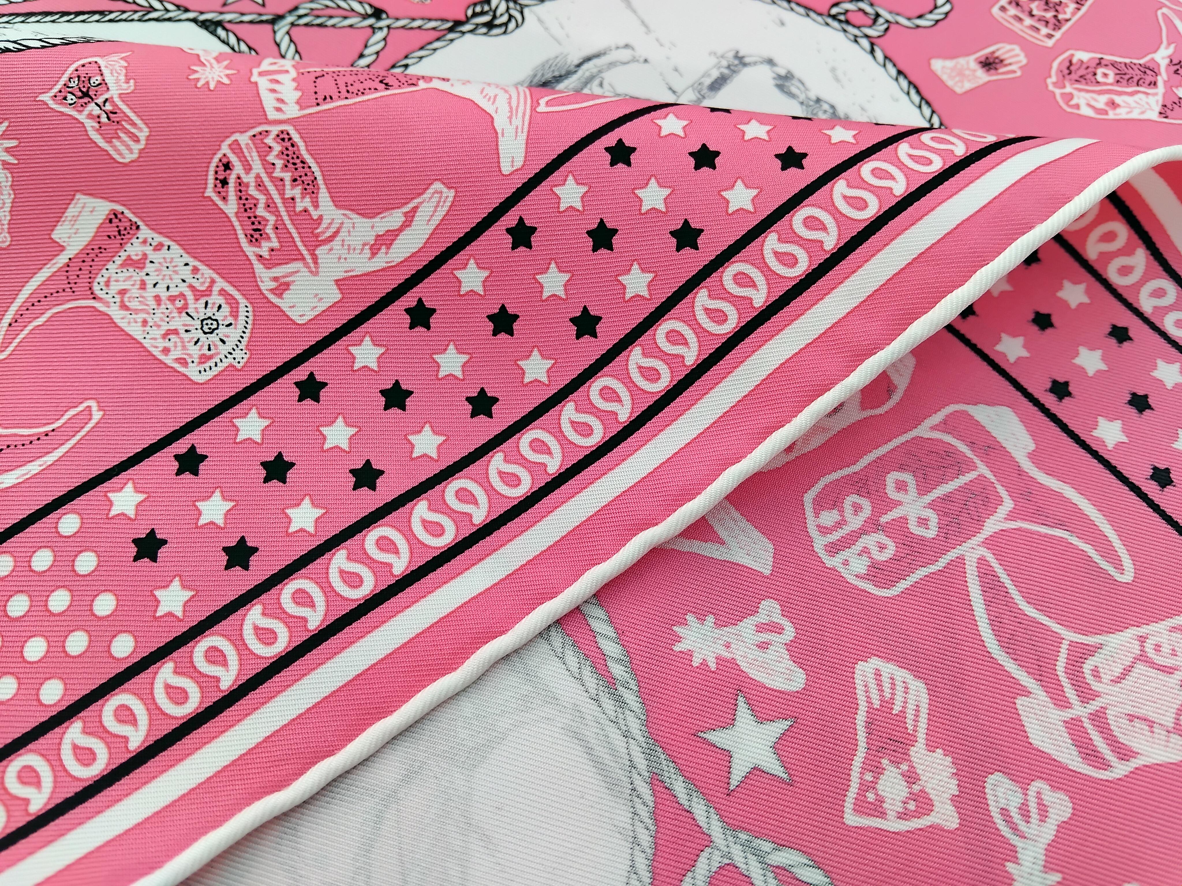 Hermès Rodeo Des Cowgirls Bandana Seidenschal 55 cm Kermit Oliver Pferd TEXAS 7
