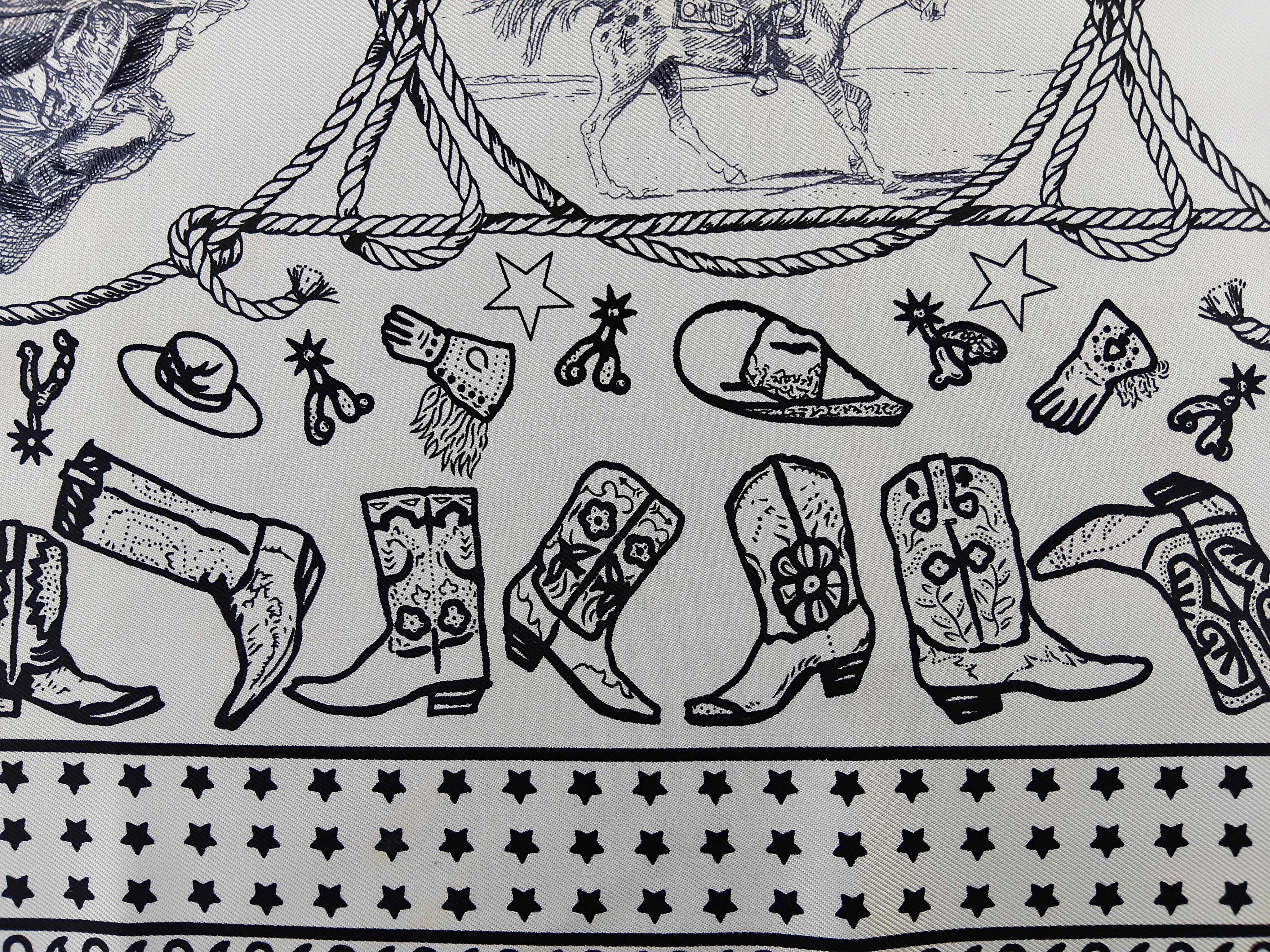 Hermès  Rodeo Des Cowgirls Bandana Silk Scarf 55 cm Kermit Oliver Horse TEXAS In New Condition In Corcoué Sur Logne, Loire-Atlantique
