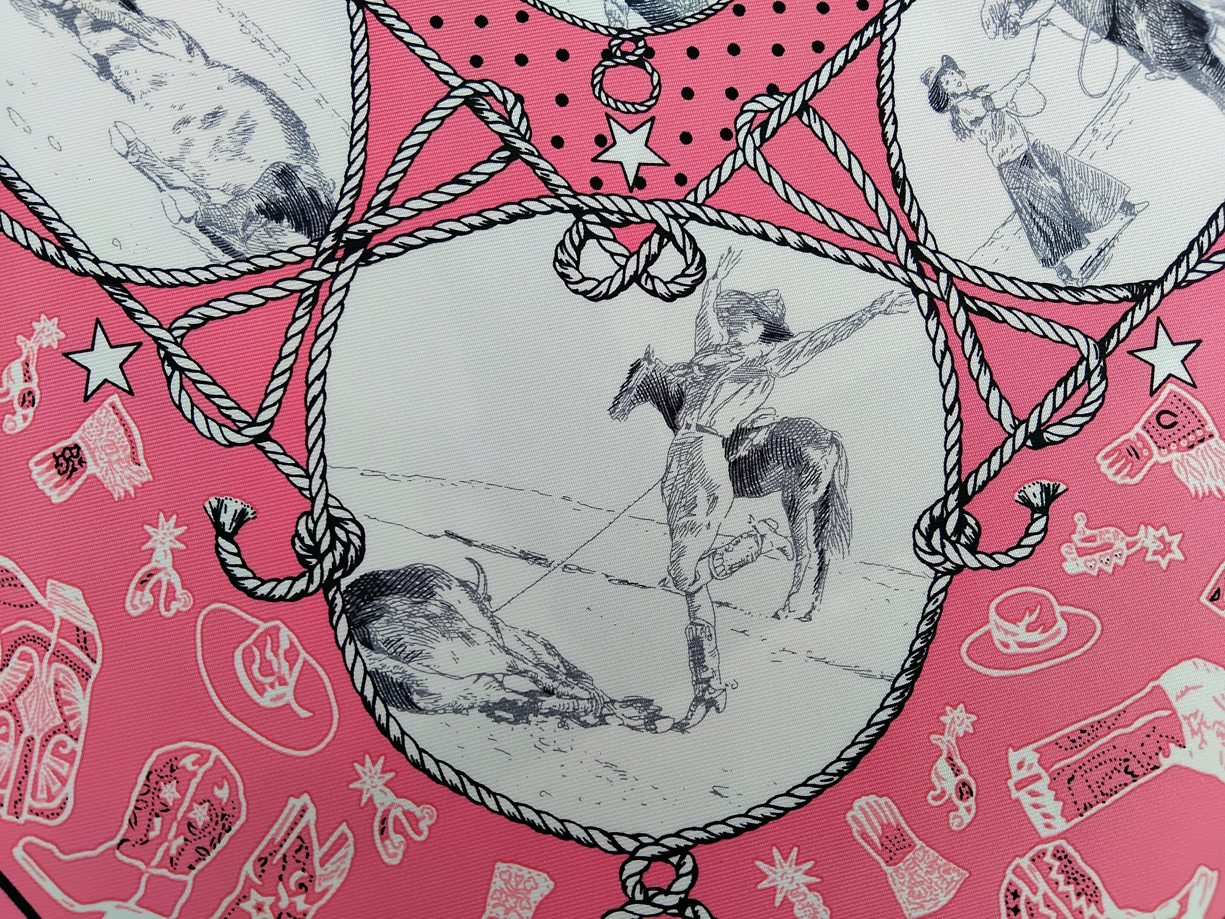 Hermès Rodeo Des Cowgirls Bandana Seidenschal 55 cm Kermit Oliver Pferd TEXAS 1