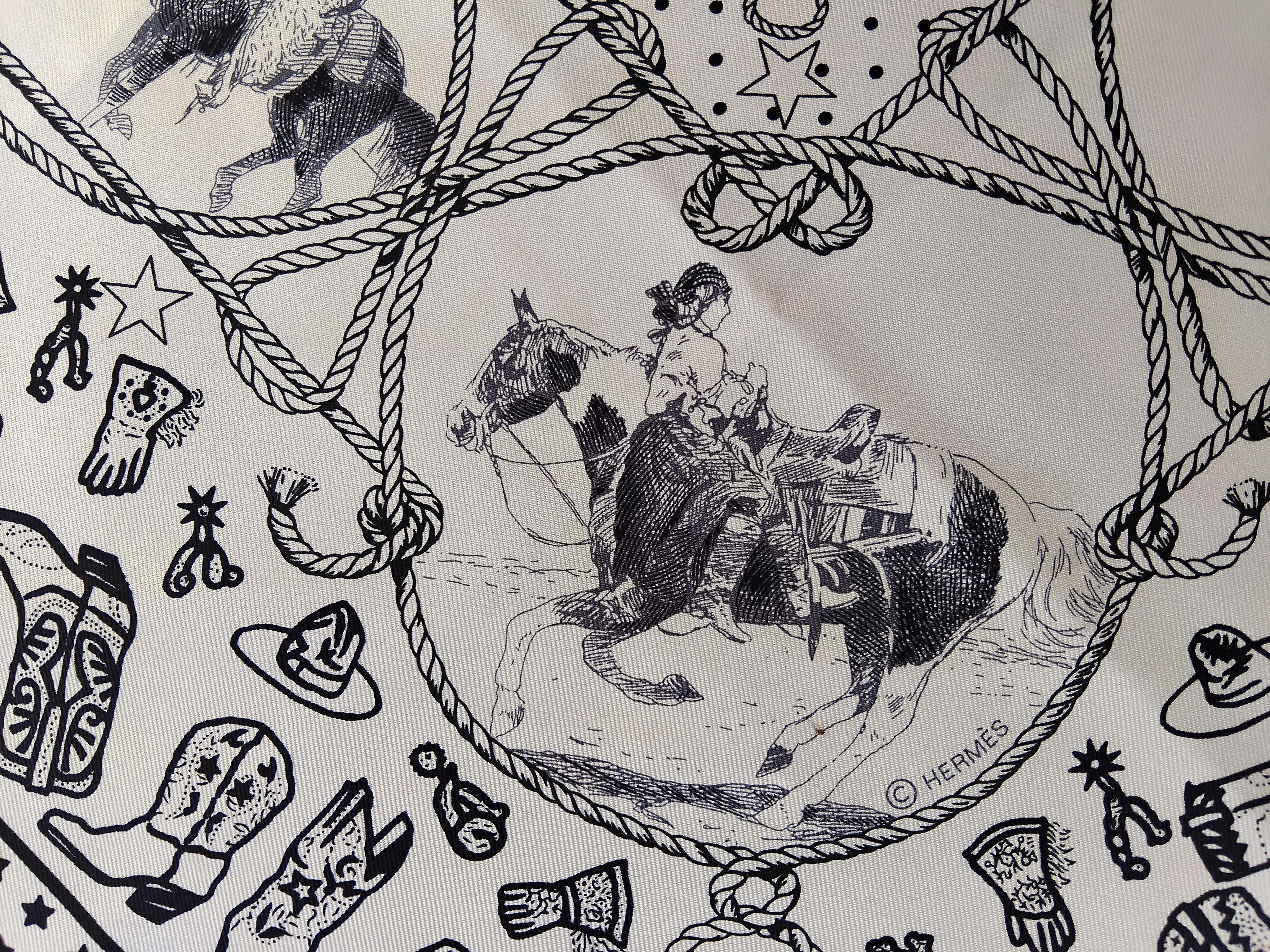 Hermès  Rodeo Des Cowgirls Bandana Silk Scarf 55 cm Kermit Oliver Horse TEXAS 3