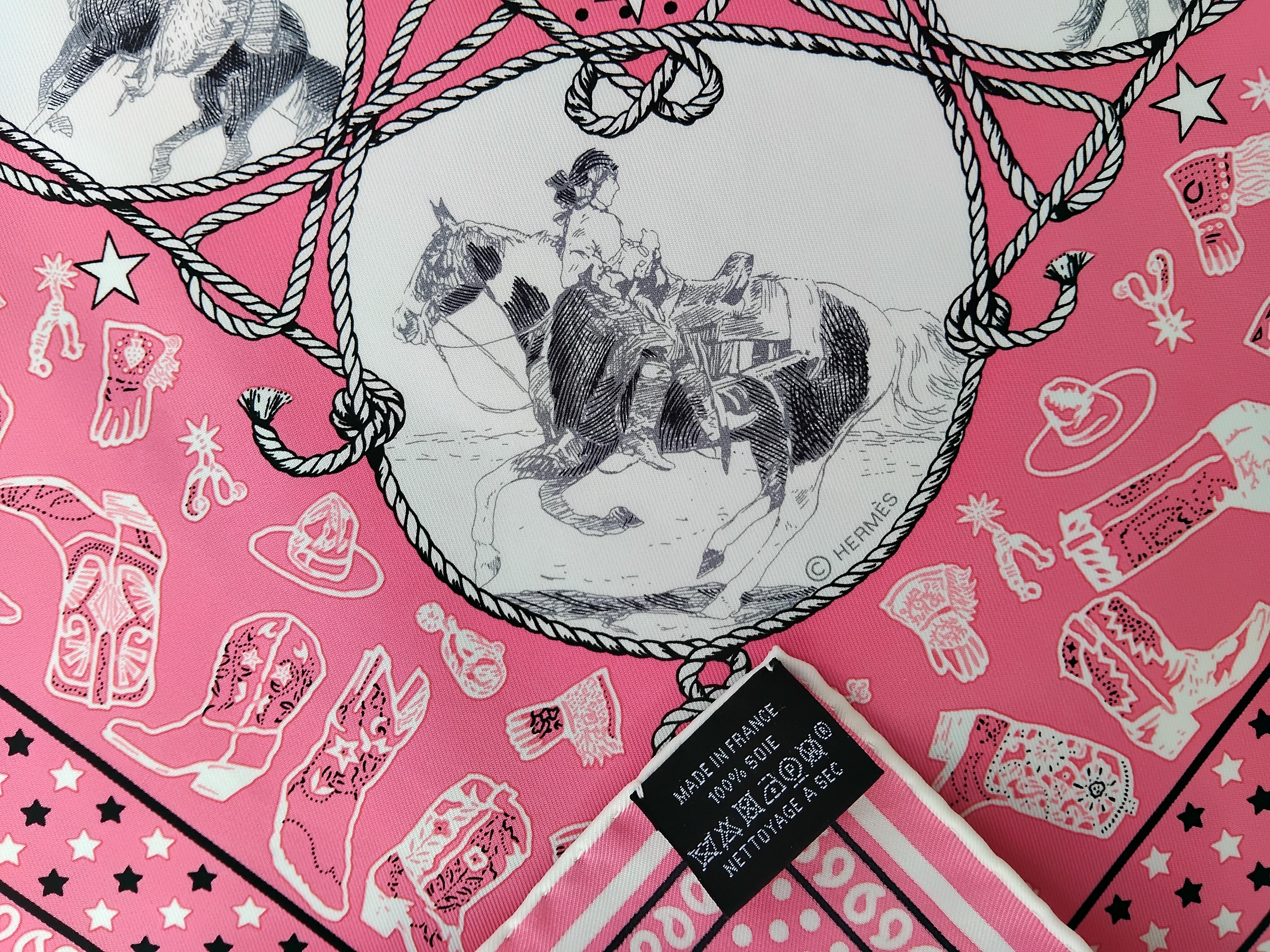Hermès Rodeo Des Cowgirls Bandana Seidenschal 55 cm Kermit Oliver Pferd TEXAS 3