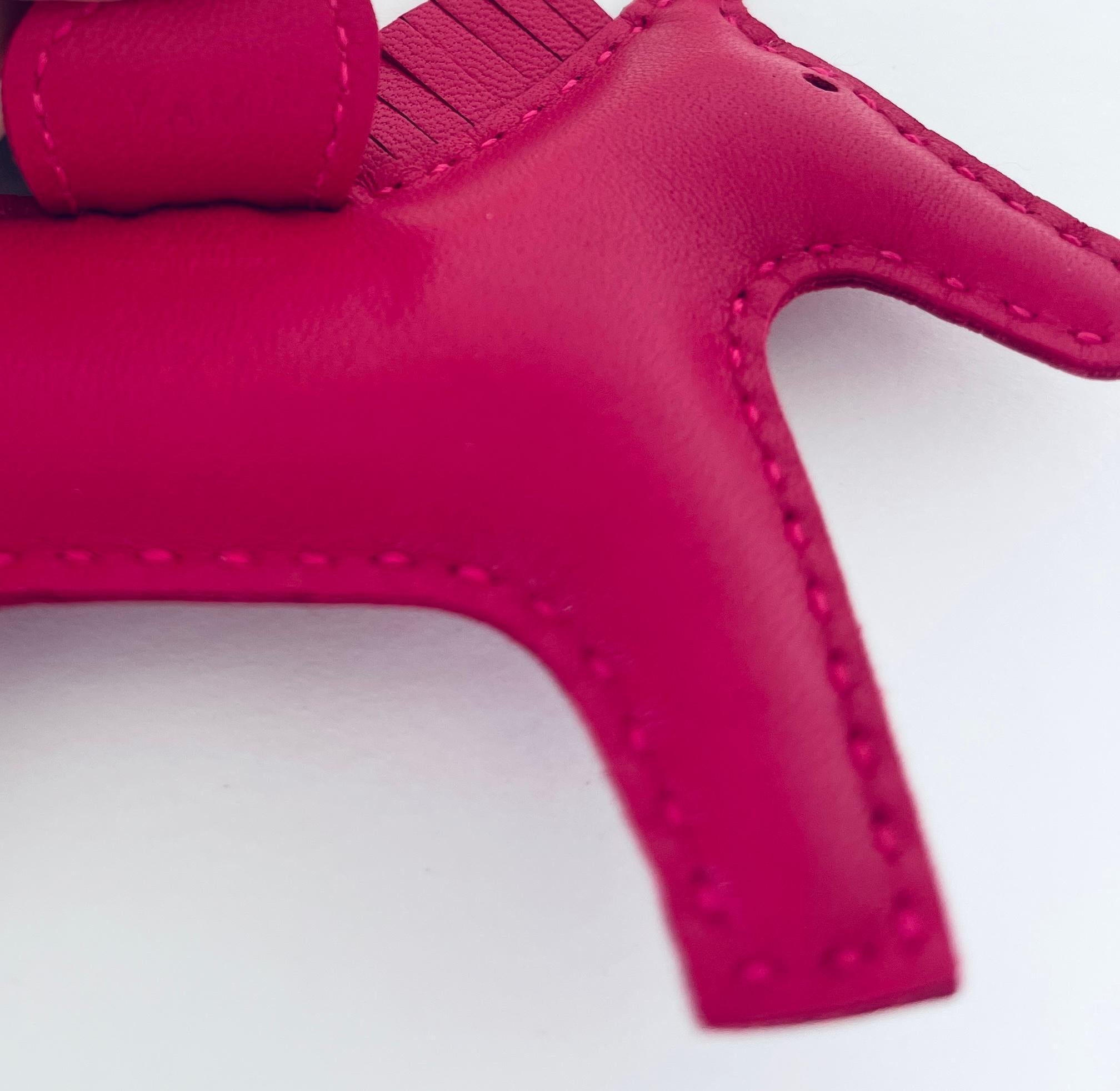 Red Hermes Rodeo Grigri PM Bag Charm Horse Rose Mexico