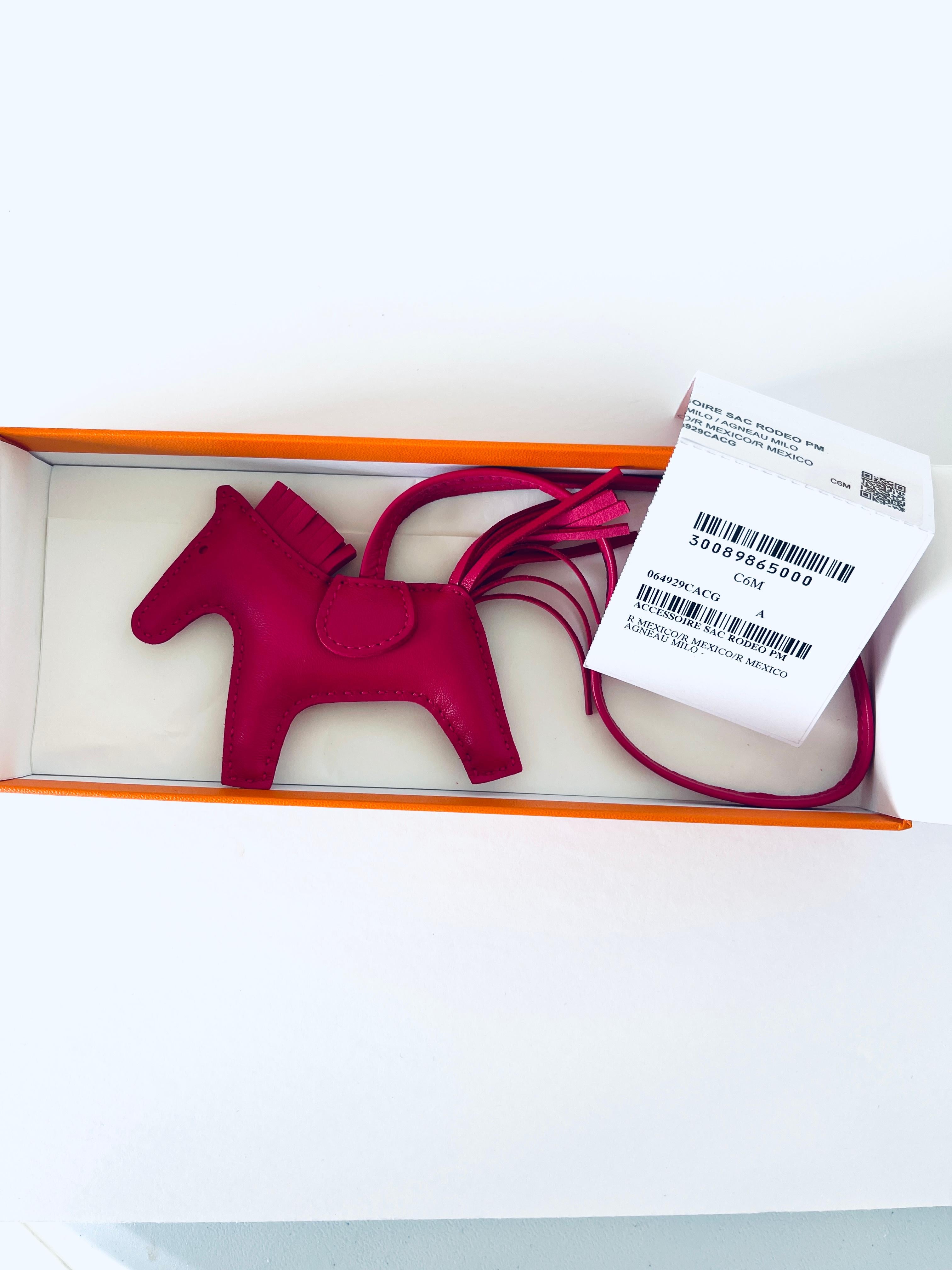 Hermes Rodeo Grigri PM Bag Charm Horse Rose Mexico In New Condition In West Chester, PA