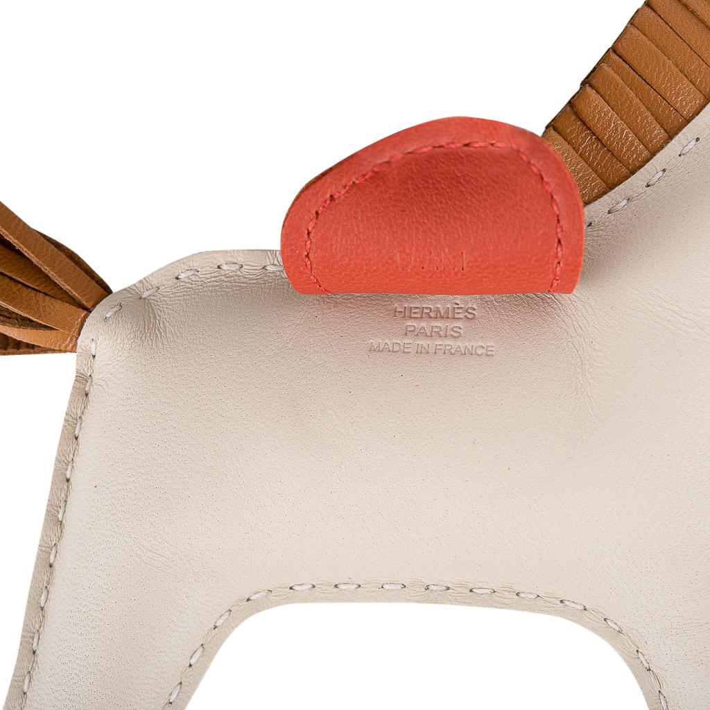 Hermes Rodeo MM Borsa Charm Craie / Sesamo / Cornaline Nuovo con Scatola 4