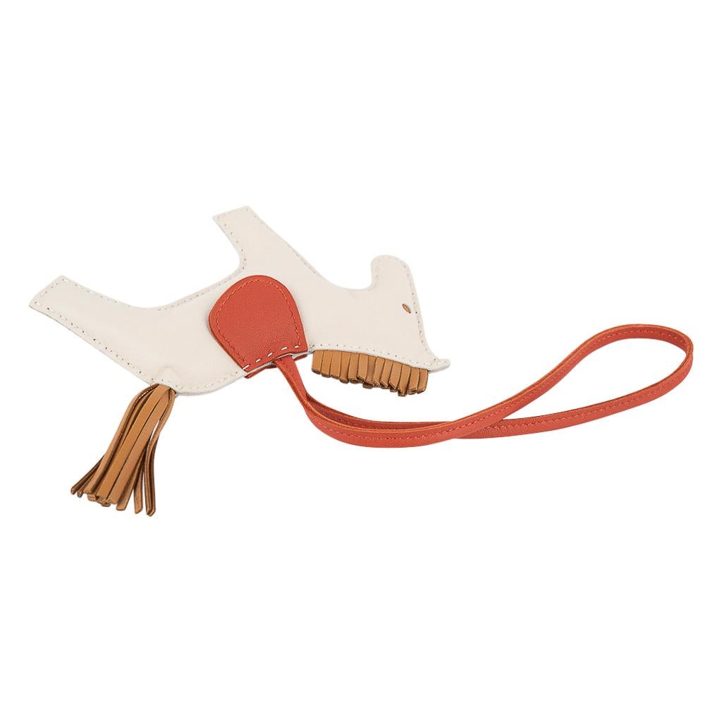 Hermes Rodeo MM Borsa Charm Craie / Sesamo / Cornaline Nuovo con Scatola 3