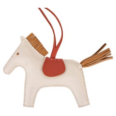 Hermes Rodeo MM Bag Charm Craie / Sesame / Cornaline New w/ Box
