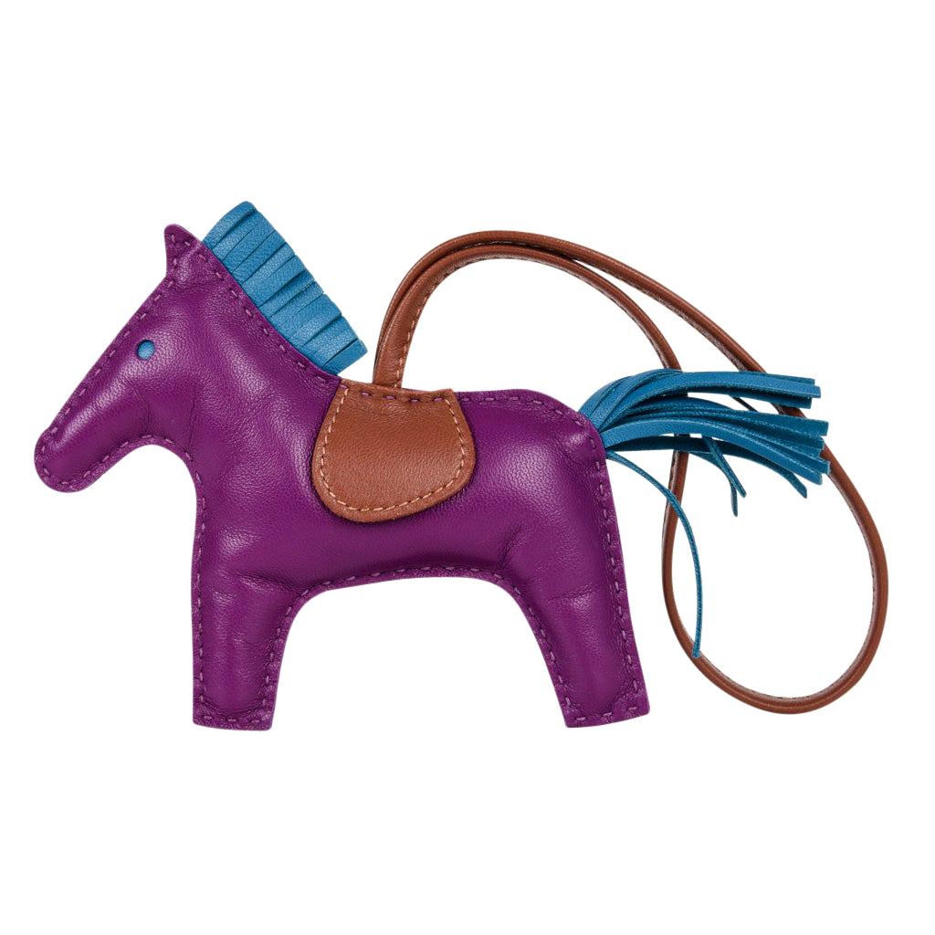 Hermes Rodeo MM Horse Bag Charm Rare Anemone New w/ Box