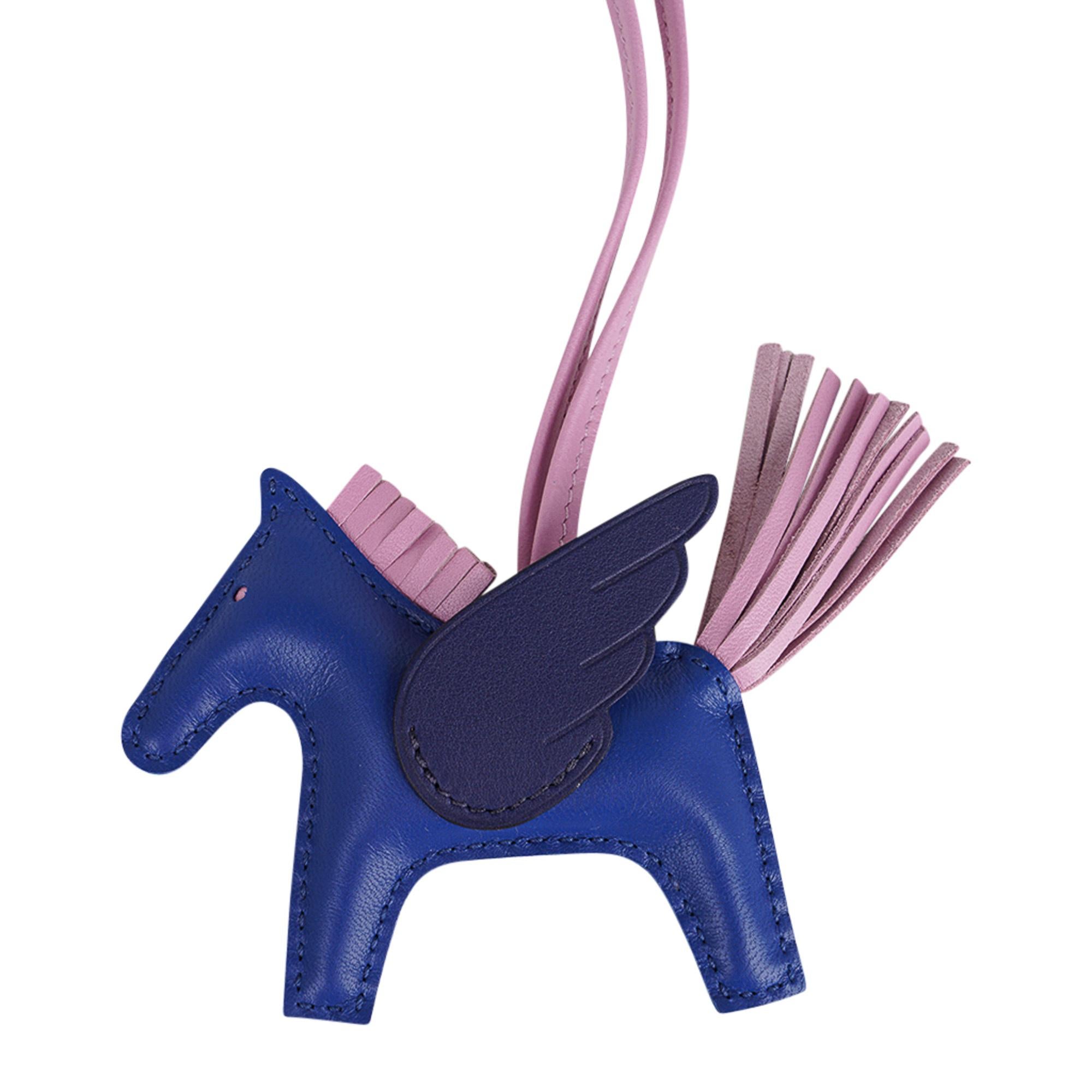 Hermes Rodeo MM Pegase Bag Charm Blue de France Mauve Sylvestre Blue Saphhire In New Condition In Miami, FL