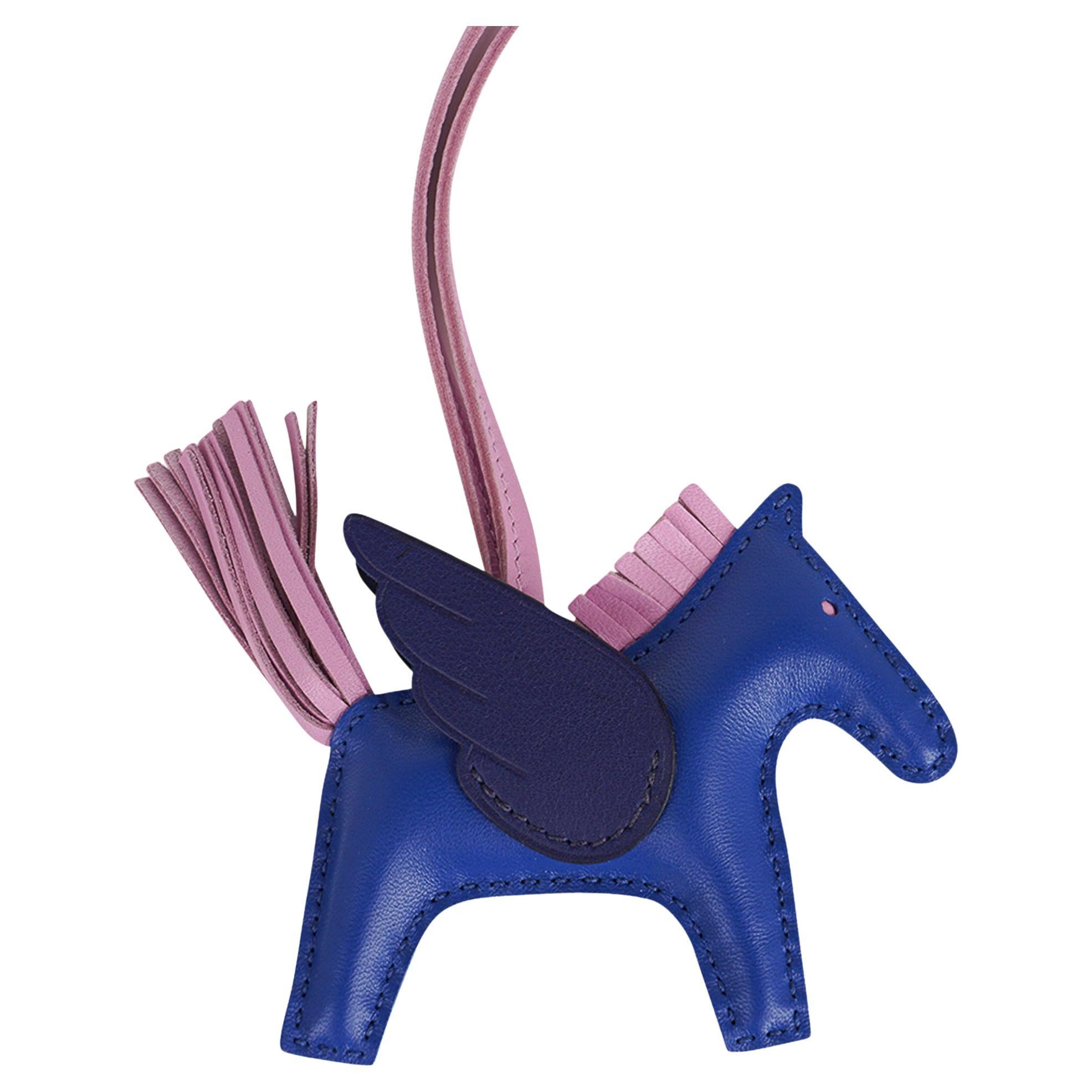 Hermes Rodeo MM Pegase Bag Charm Blue de France Mauve Sylvestre Blue Saphhire