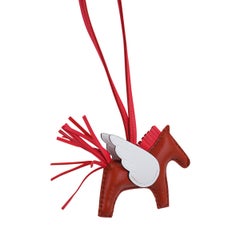 Hermes Rodeo Pegase PM Bag Charm Cornaline / Nata / Rose Texas