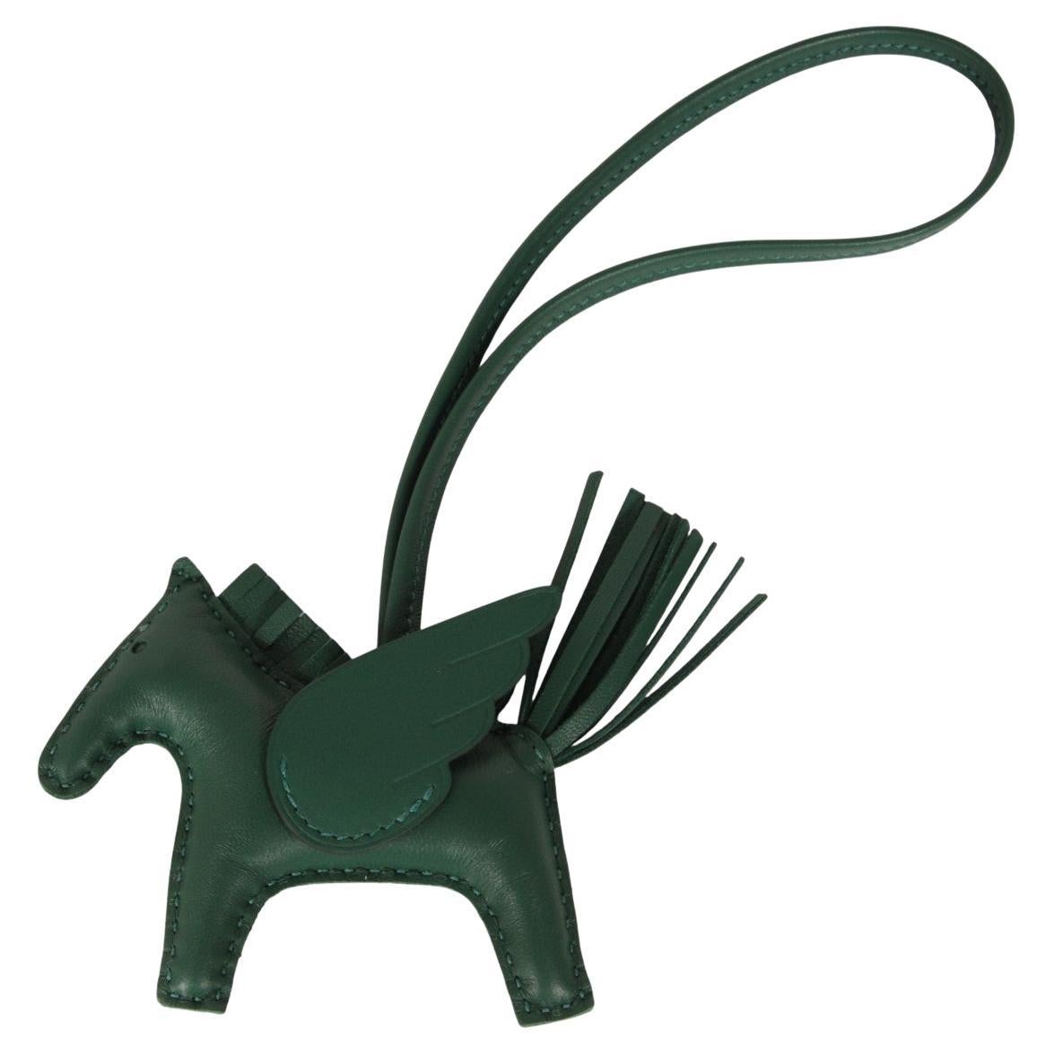 Hermes Rodeo Pegase PM Birkin Hac Charm Verde Vert Moyen Pelle Agnello Viaggio in vendita