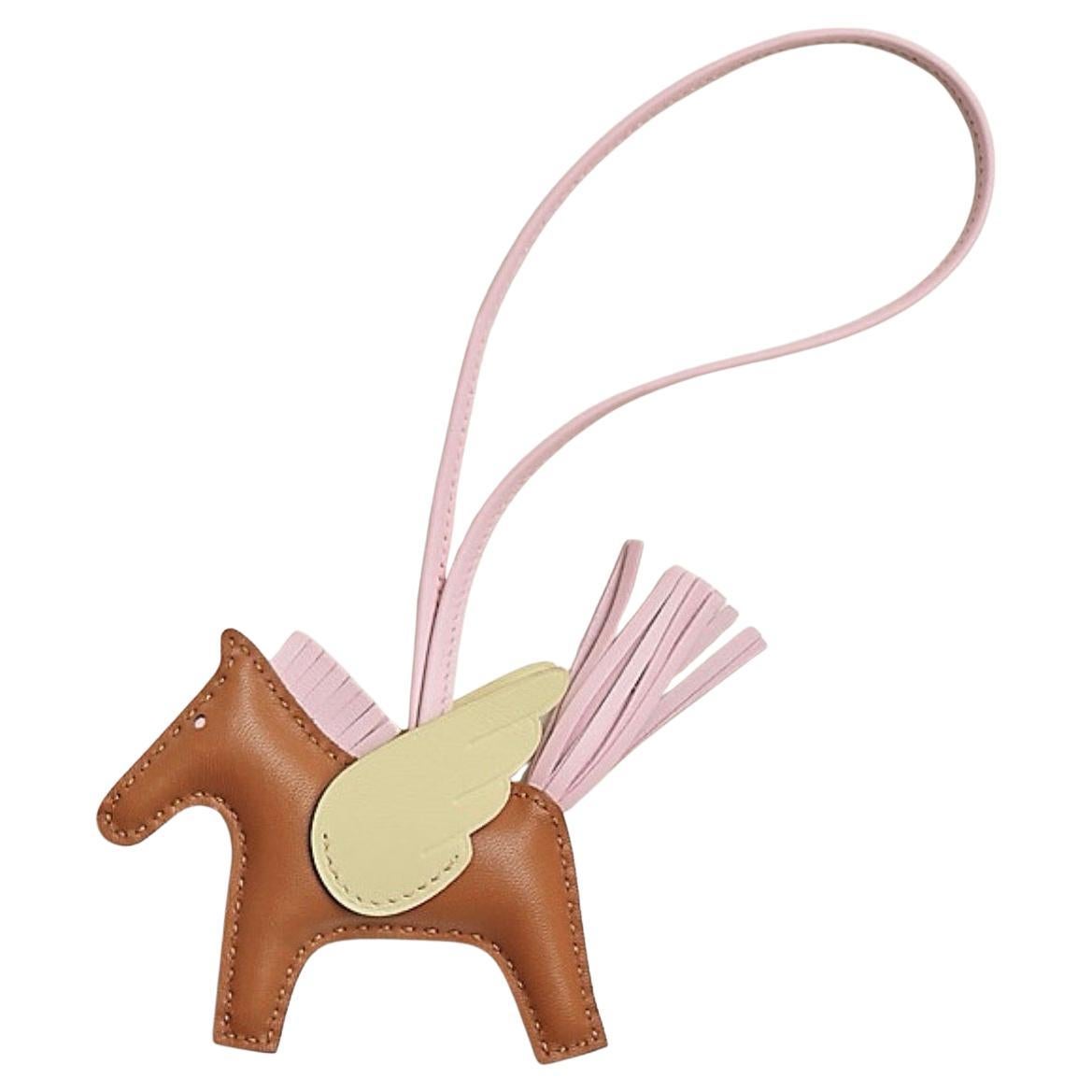 Hermes Rodeo Pegasus PM Bag Charm in Gold, Rose darling and Jaune Milton