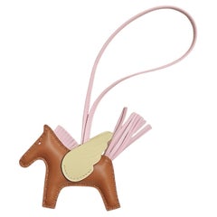 Hermes Rodeo Pegasus PM Bag Charm in Gold, Rose darling and Jaune Milton