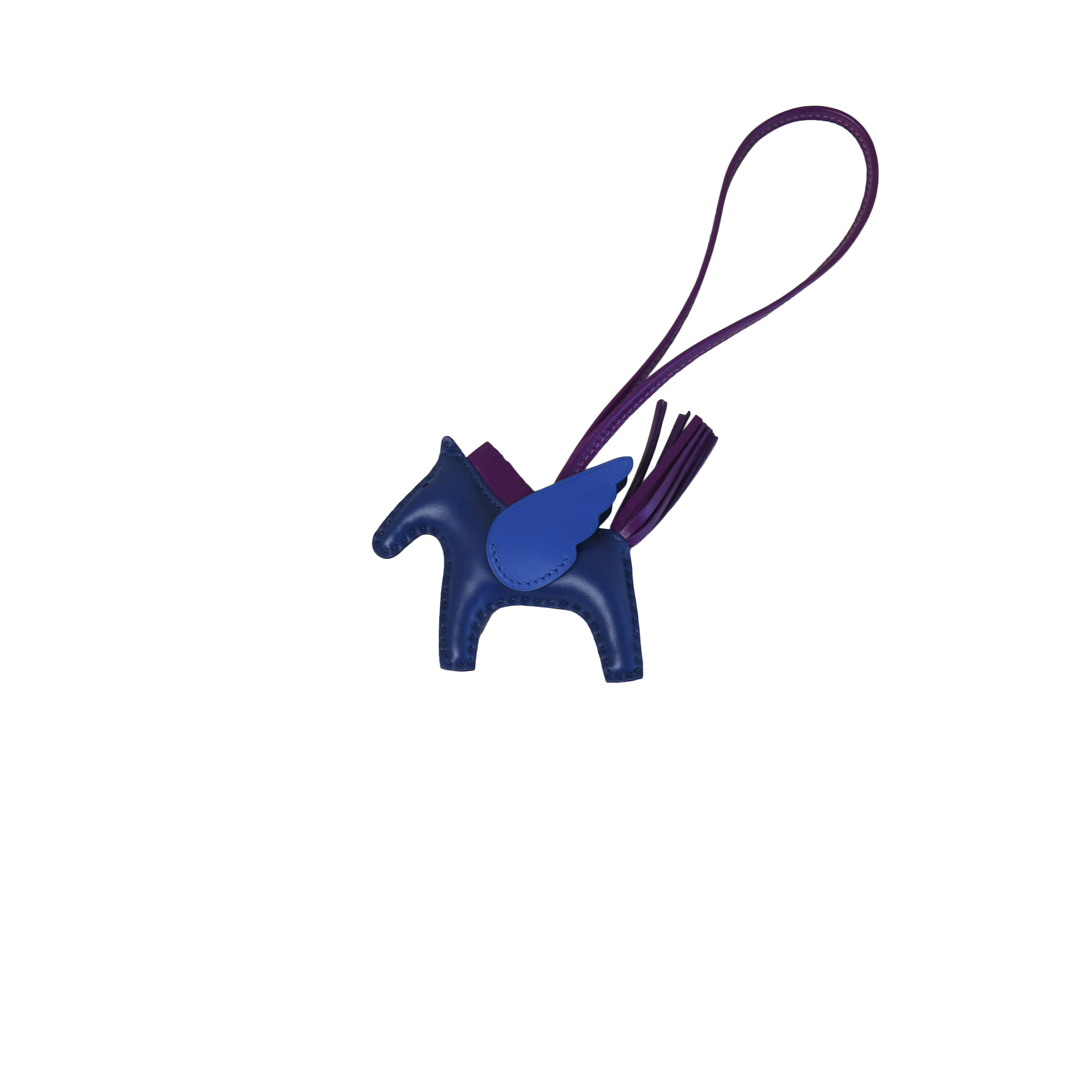 Replica Hermes Rodeo Horse Bag Charm In Purple/Camarel/Blue Leather