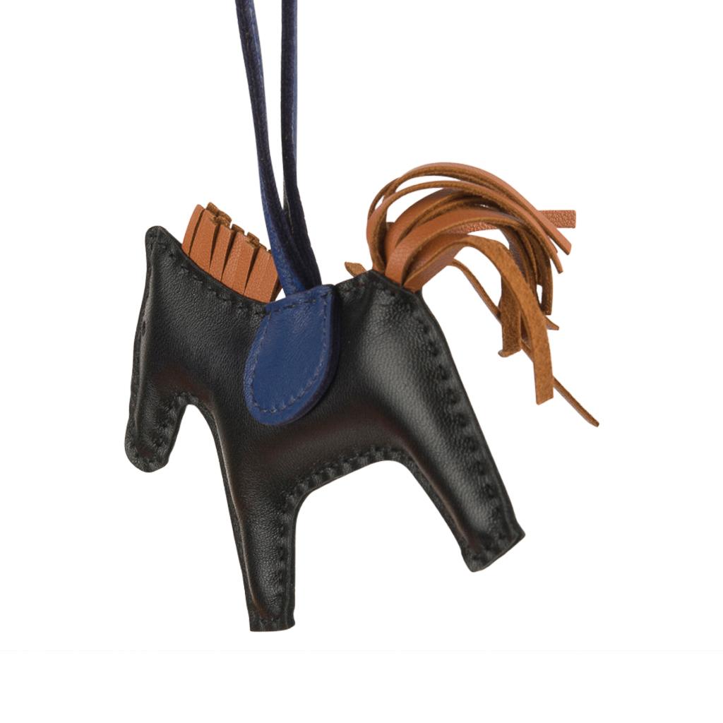 Hermes Rodeo PM Bag Charm Black / Blue Sapphire / Gold In New Condition For Sale In Miami, FL